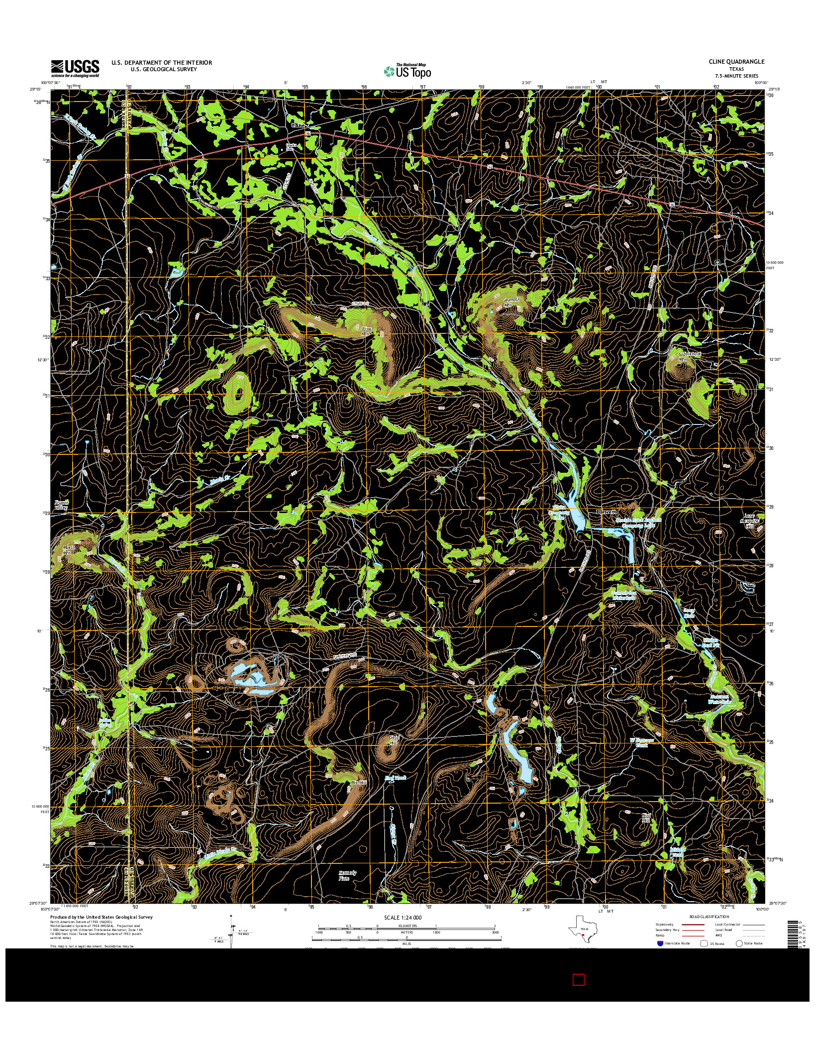 USGS US TOPO 7.5-MINUTE MAP FOR CLINE, TX 2016