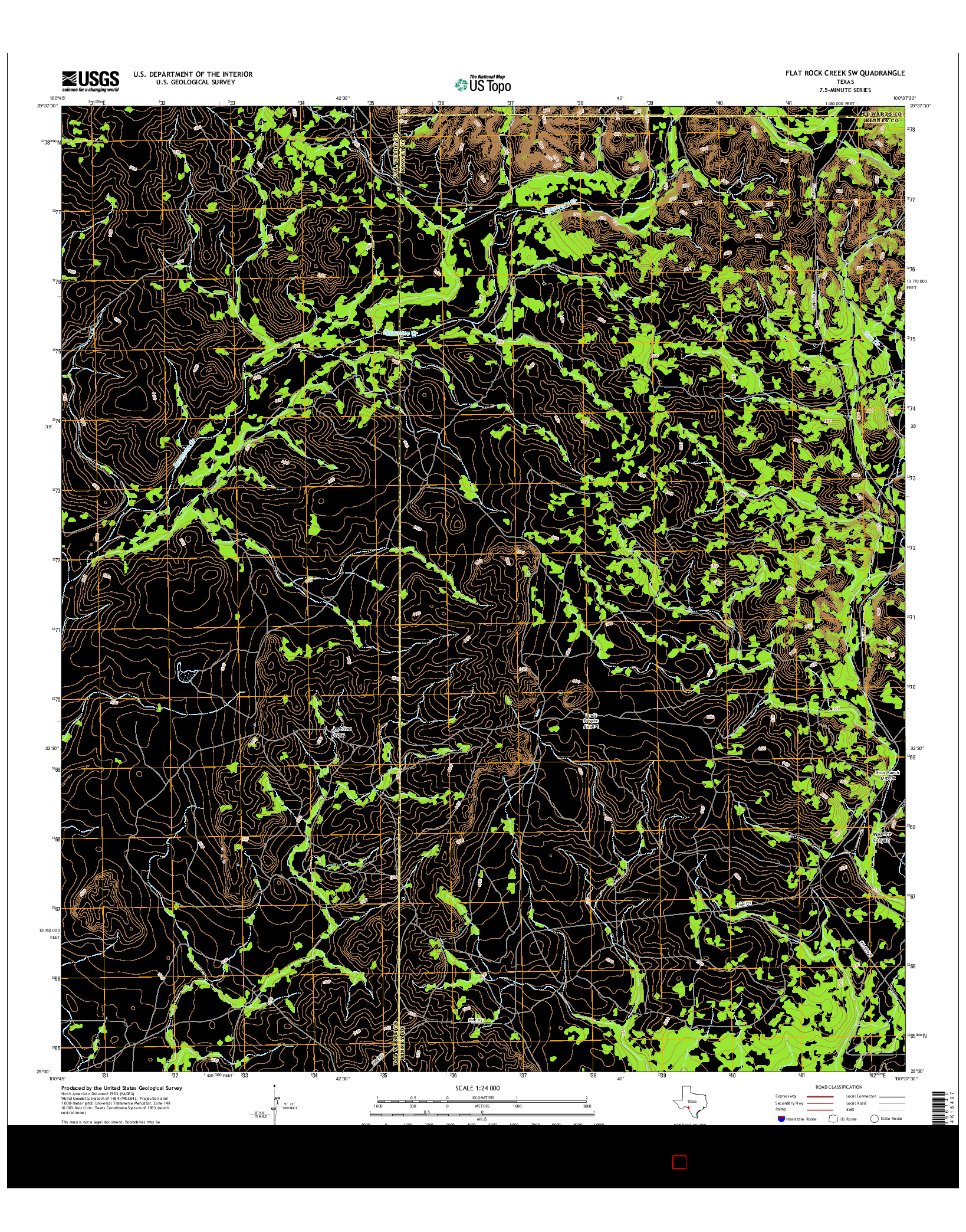 USGS US TOPO 7.5-MINUTE MAP FOR FLAT ROCK CREEK SW, TX 2016