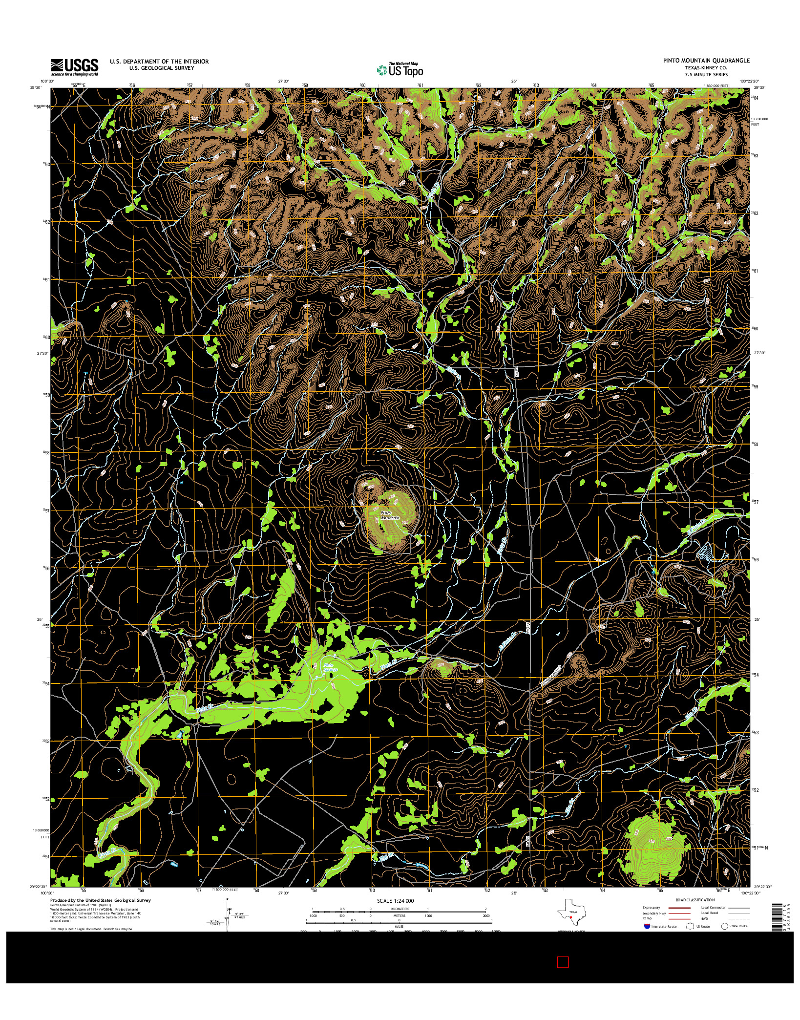 USGS US TOPO 7.5-MINUTE MAP FOR PINTO MOUNTAIN, TX 2016