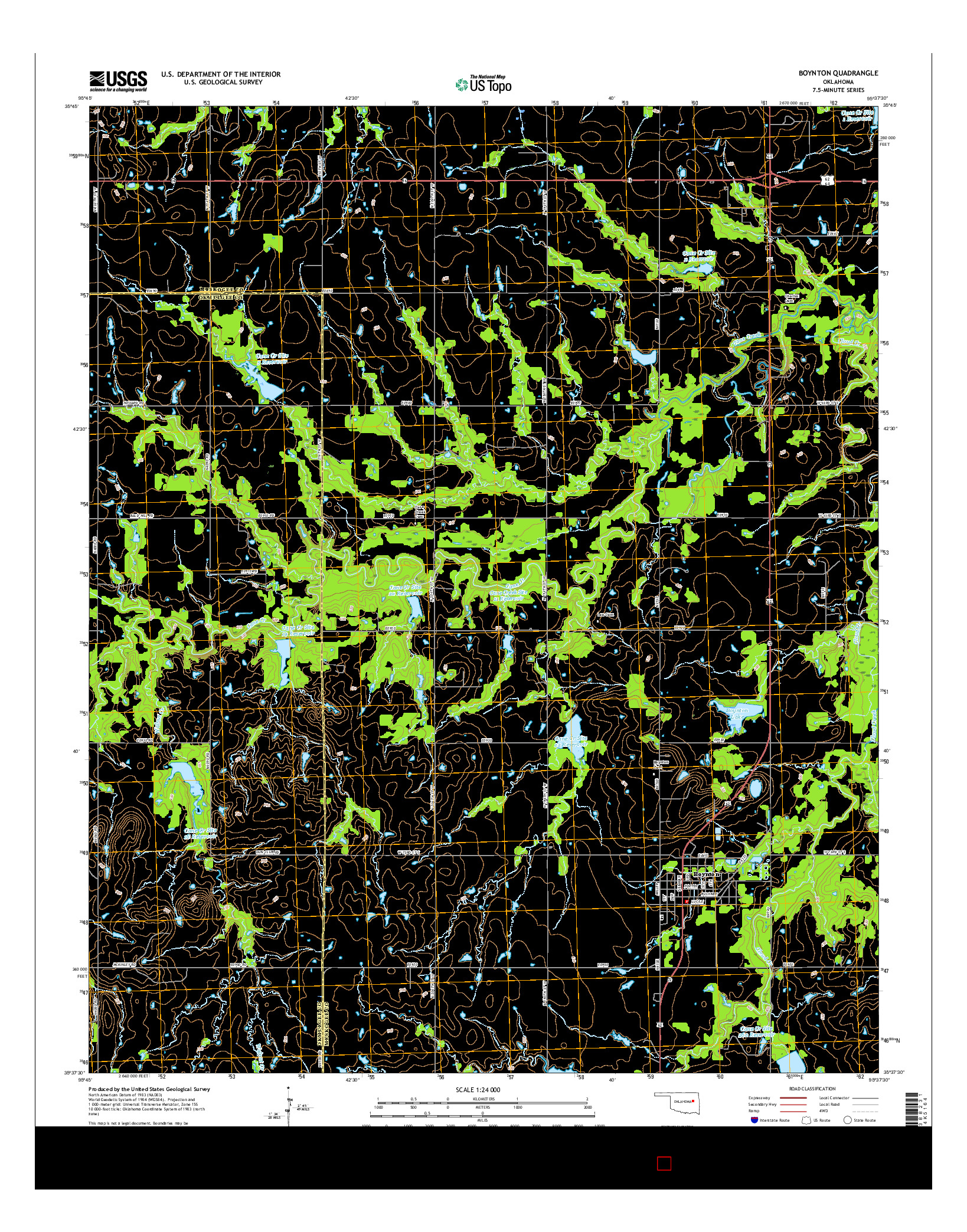 USGS US TOPO 7.5-MINUTE MAP FOR BOYNTON, OK 2016