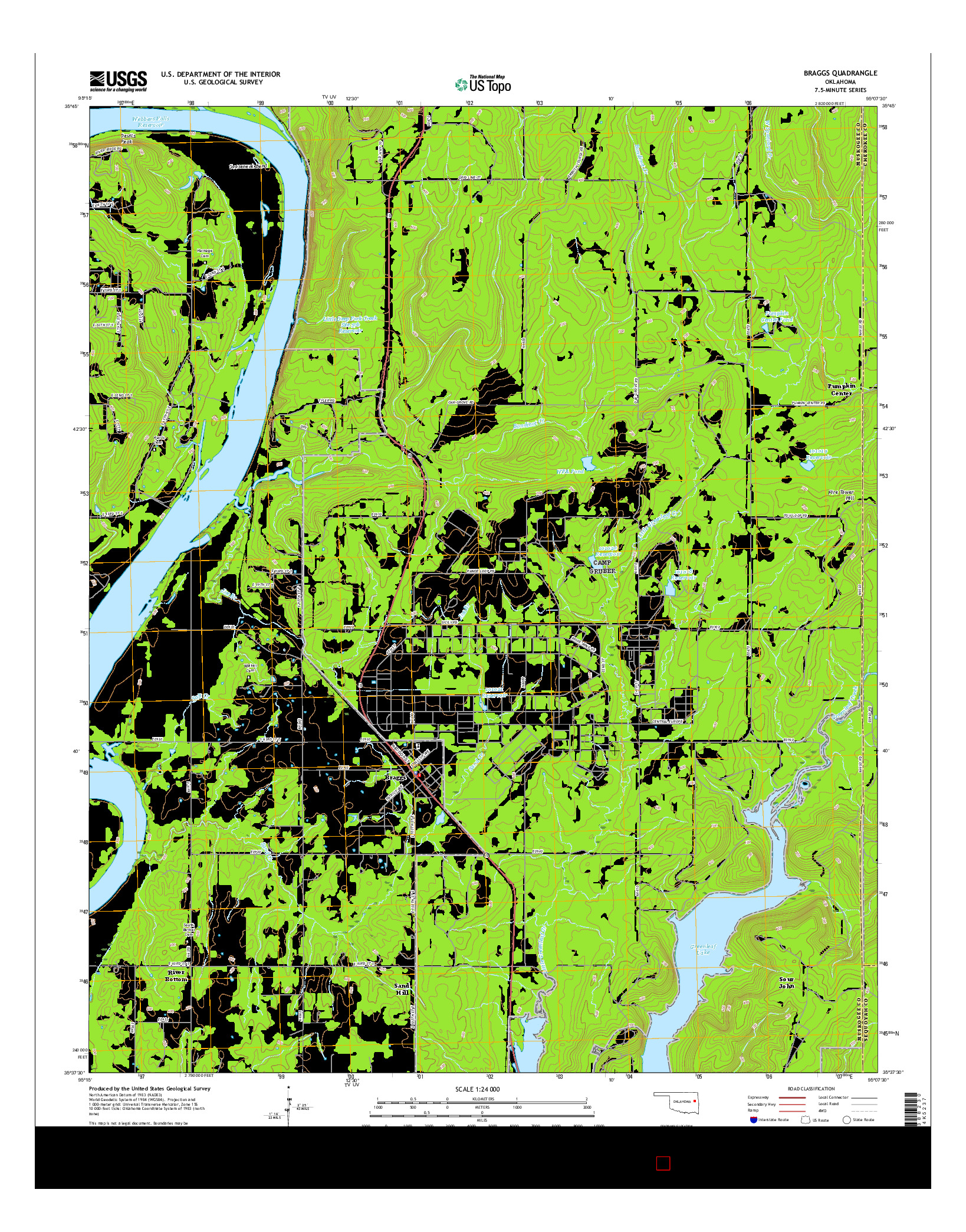 USGS US TOPO 7.5-MINUTE MAP FOR BRAGGS, OK 2016