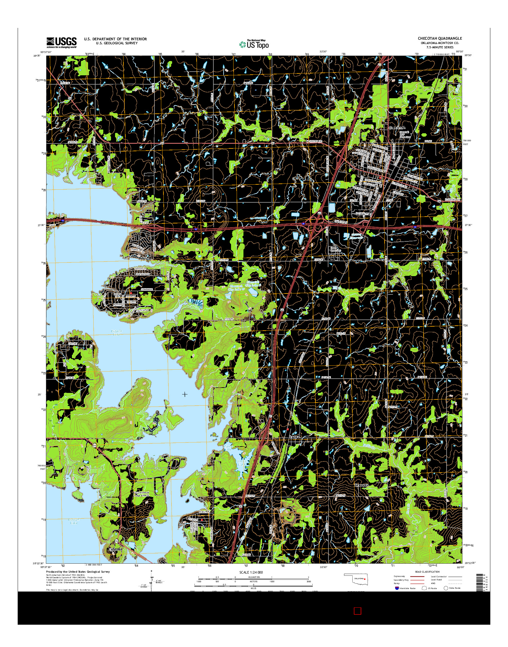 USGS US TOPO 7.5-MINUTE MAP FOR CHECOTAH, OK 2016