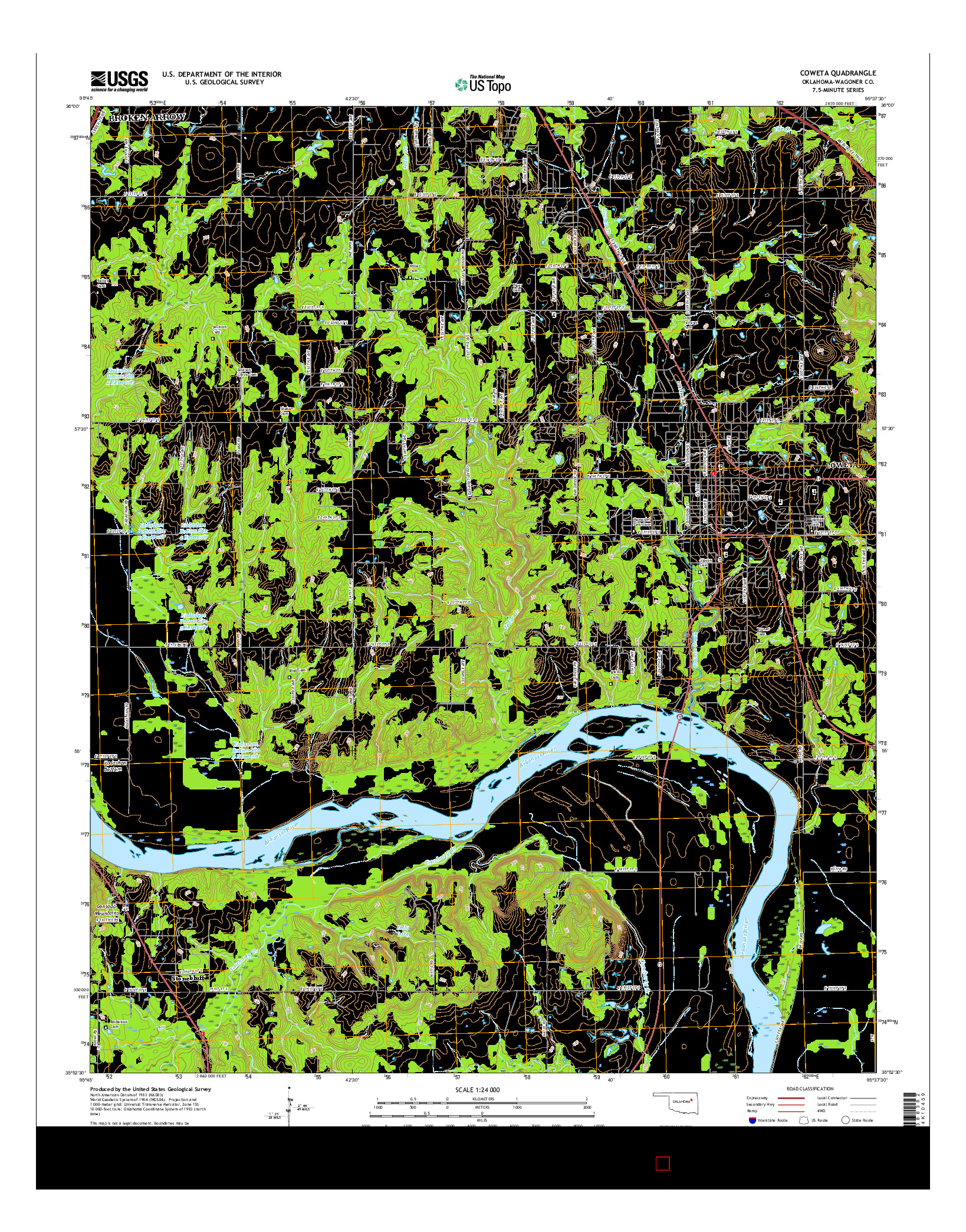 USGS US TOPO 7.5-MINUTE MAP FOR COWETA, OK 2016