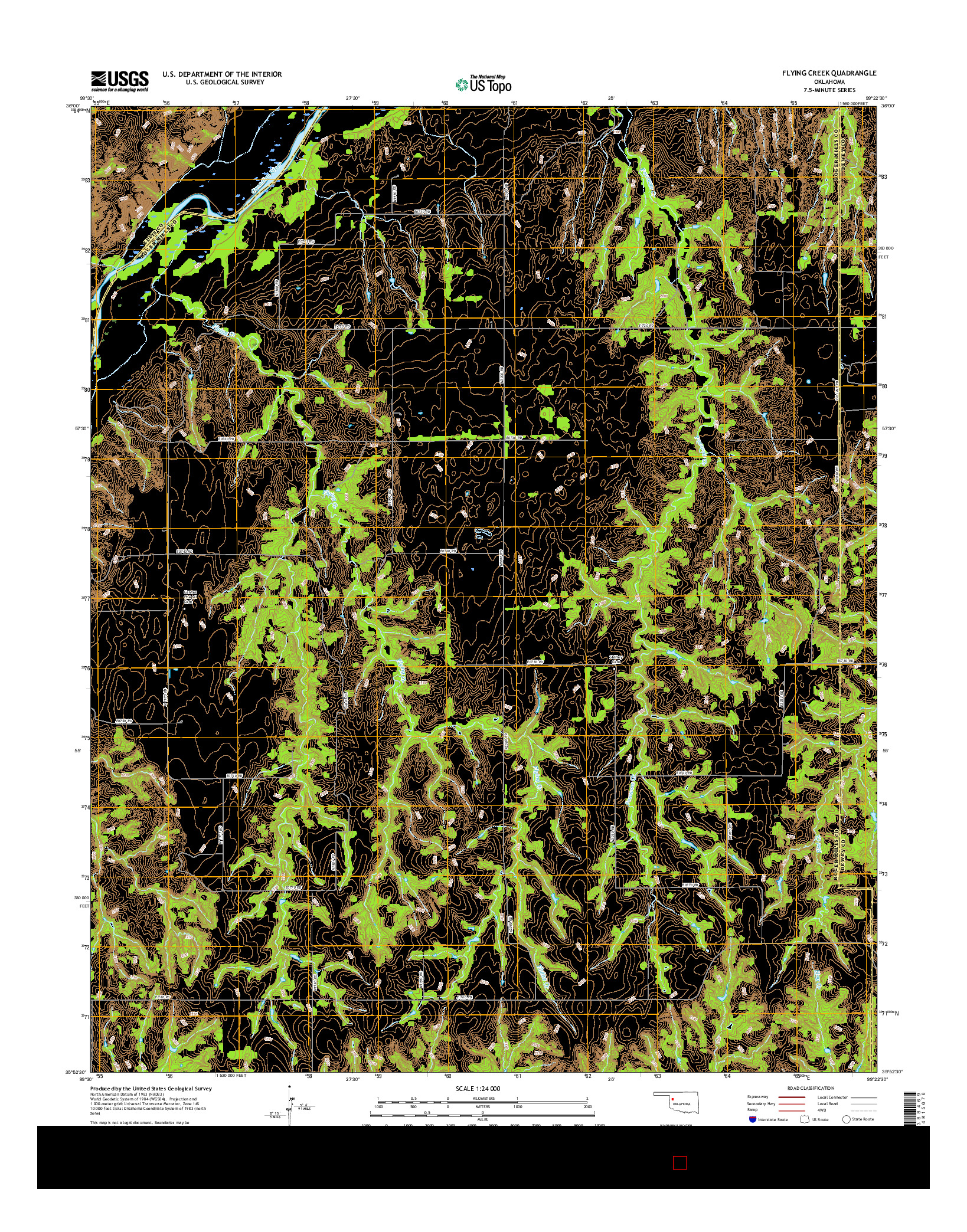 USGS US TOPO 7.5-MINUTE MAP FOR FLYING CREEK, OK 2016