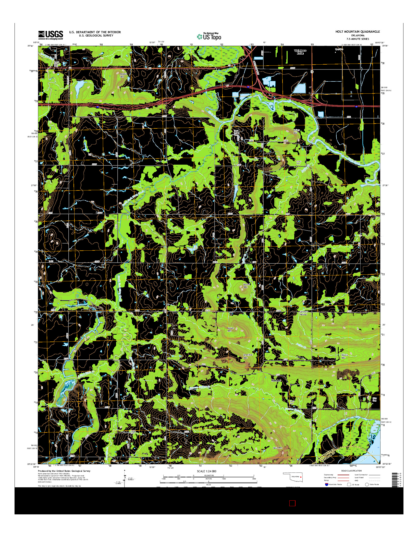USGS US TOPO 7.5-MINUTE MAP FOR HOLT MOUNTAIN, OK 2016