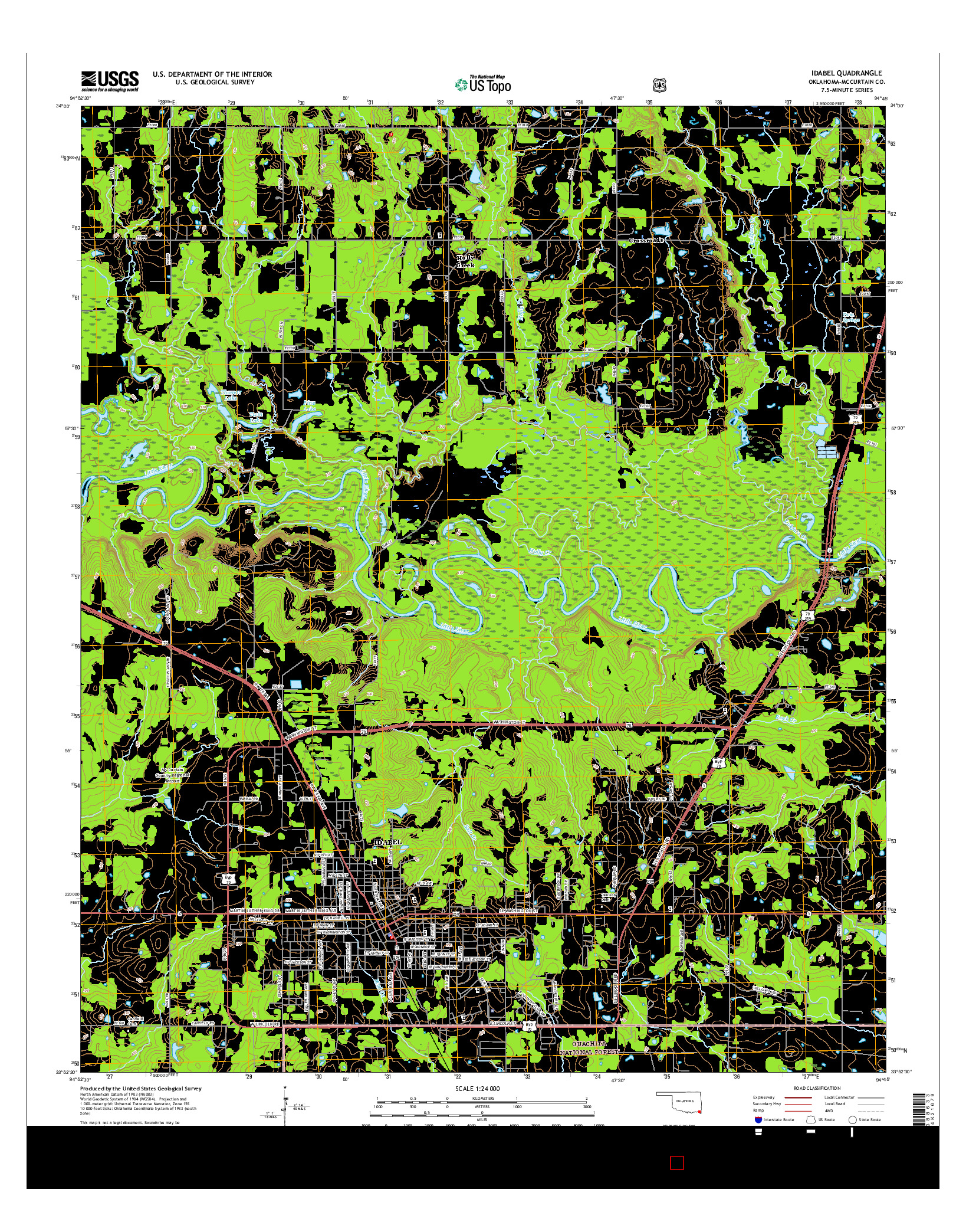 USGS US TOPO 7.5-MINUTE MAP FOR IDABEL, OK 2016