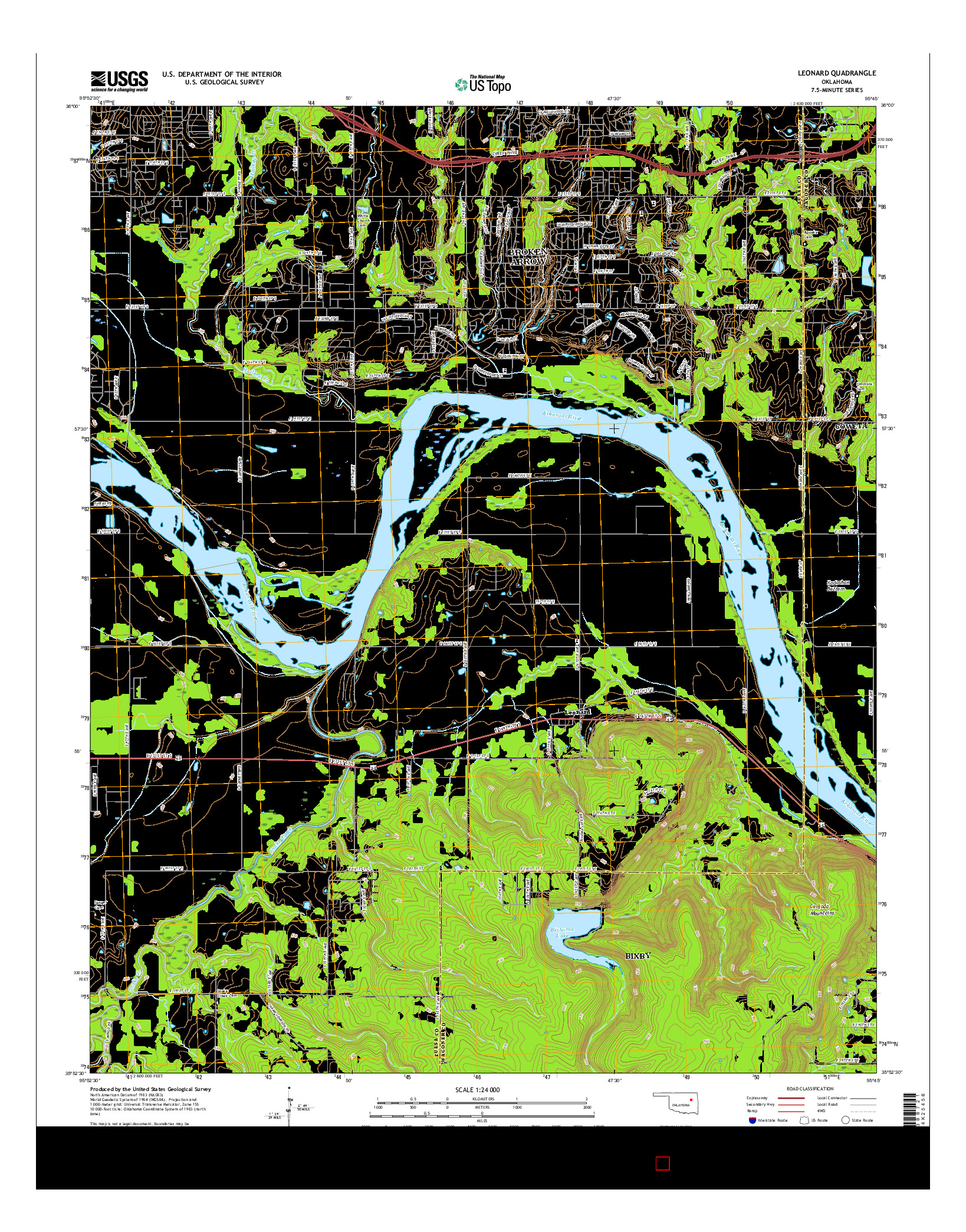 USGS US TOPO 7.5-MINUTE MAP FOR LEONARD, OK 2016