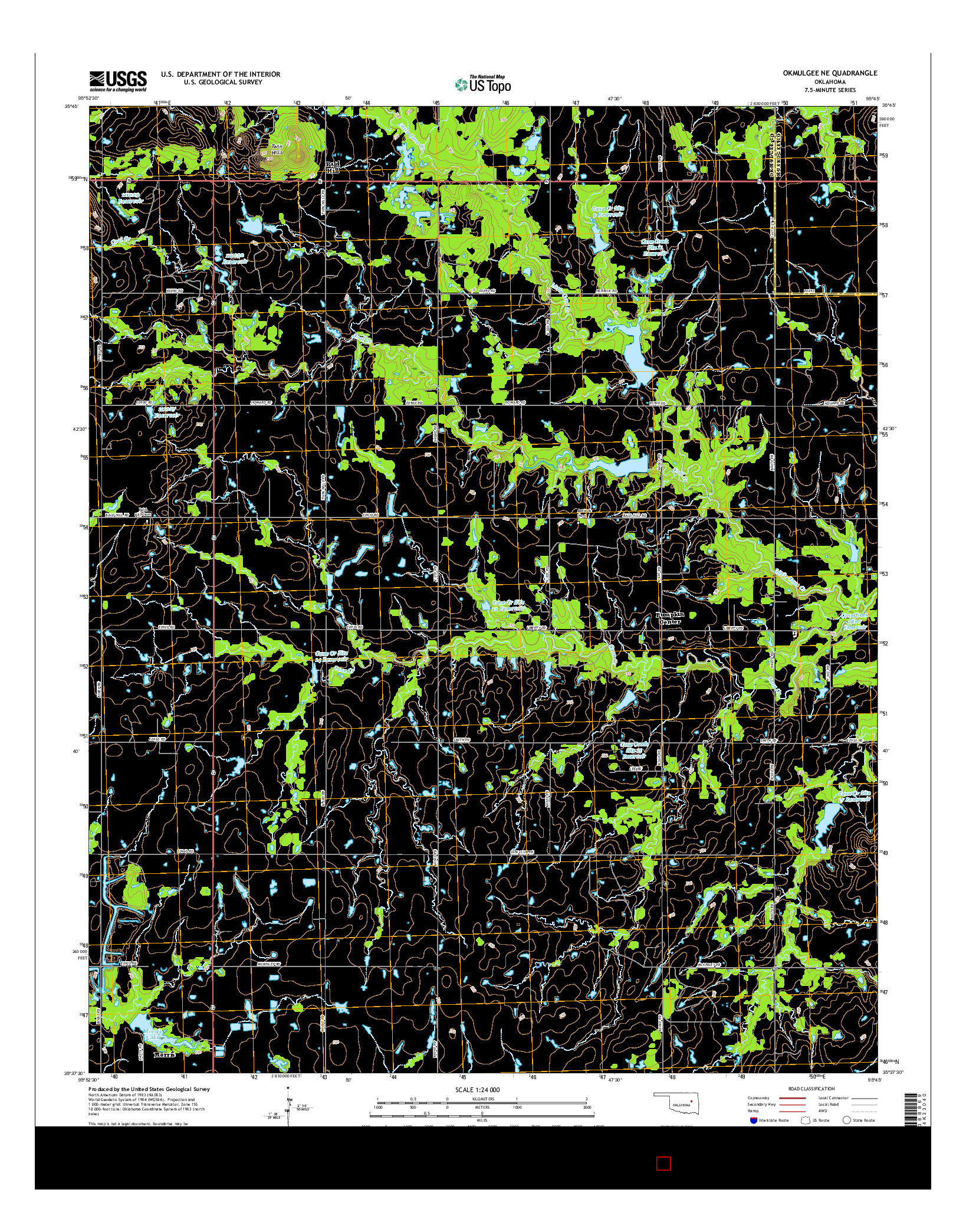 USGS US TOPO 7.5-MINUTE MAP FOR OKMULGEE NE, OK 2016