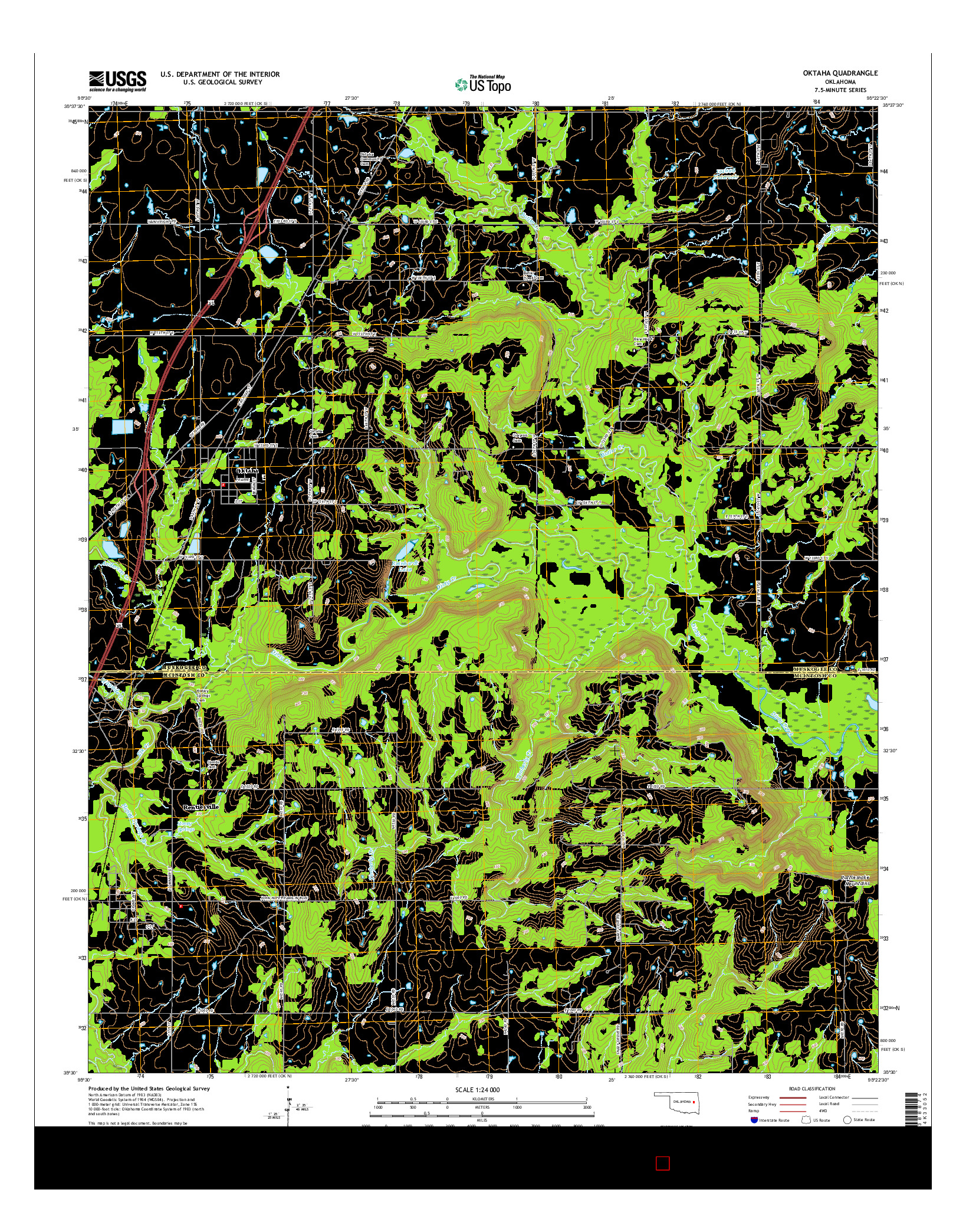 USGS US TOPO 7.5-MINUTE MAP FOR OKTAHA, OK 2016