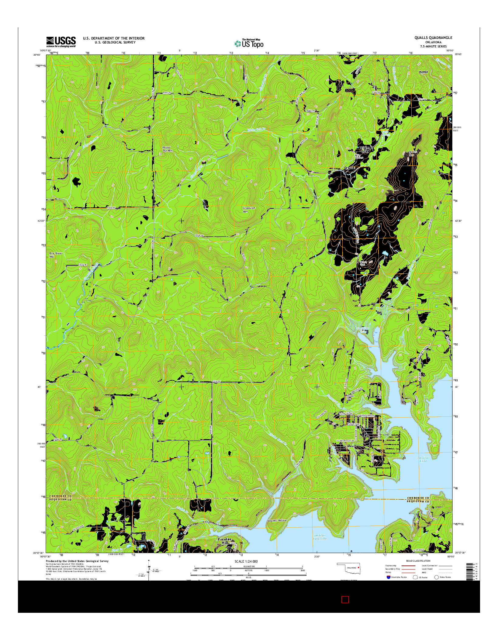 USGS US TOPO 7.5-MINUTE MAP FOR QUALLS, OK 2016