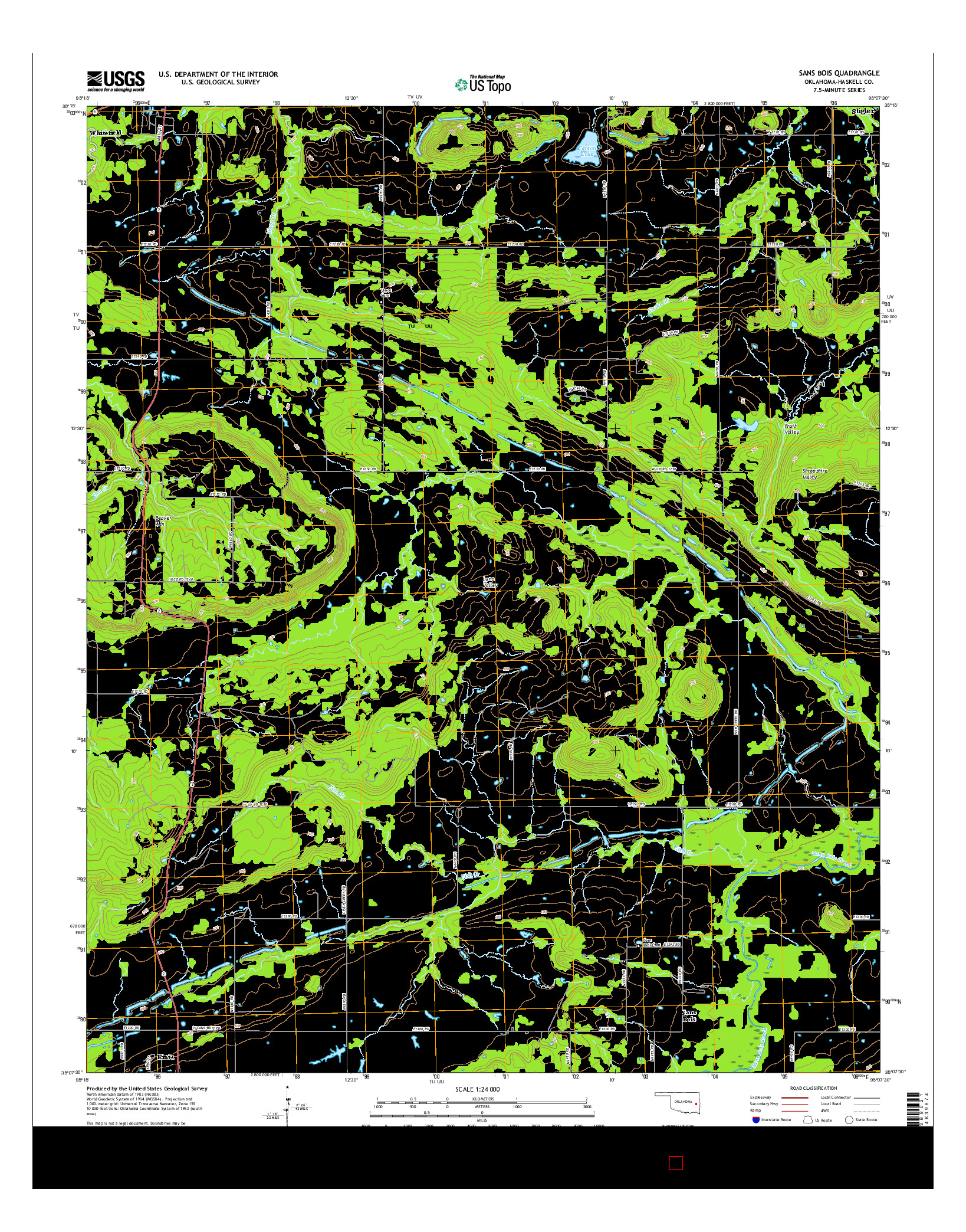 USGS US TOPO 7.5-MINUTE MAP FOR SANS BOIS, OK 2016
