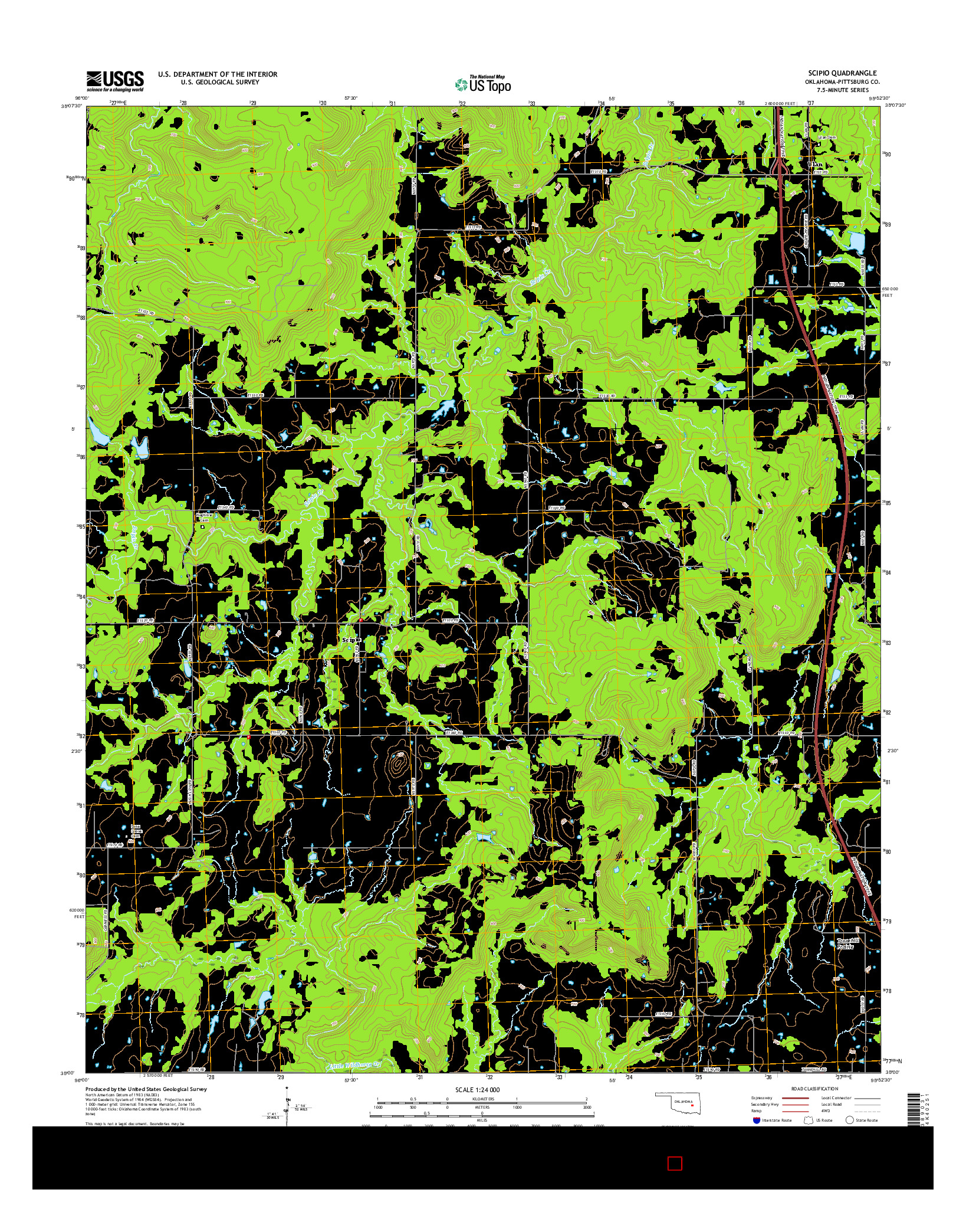 USGS US TOPO 7.5-MINUTE MAP FOR SCIPIO, OK 2016