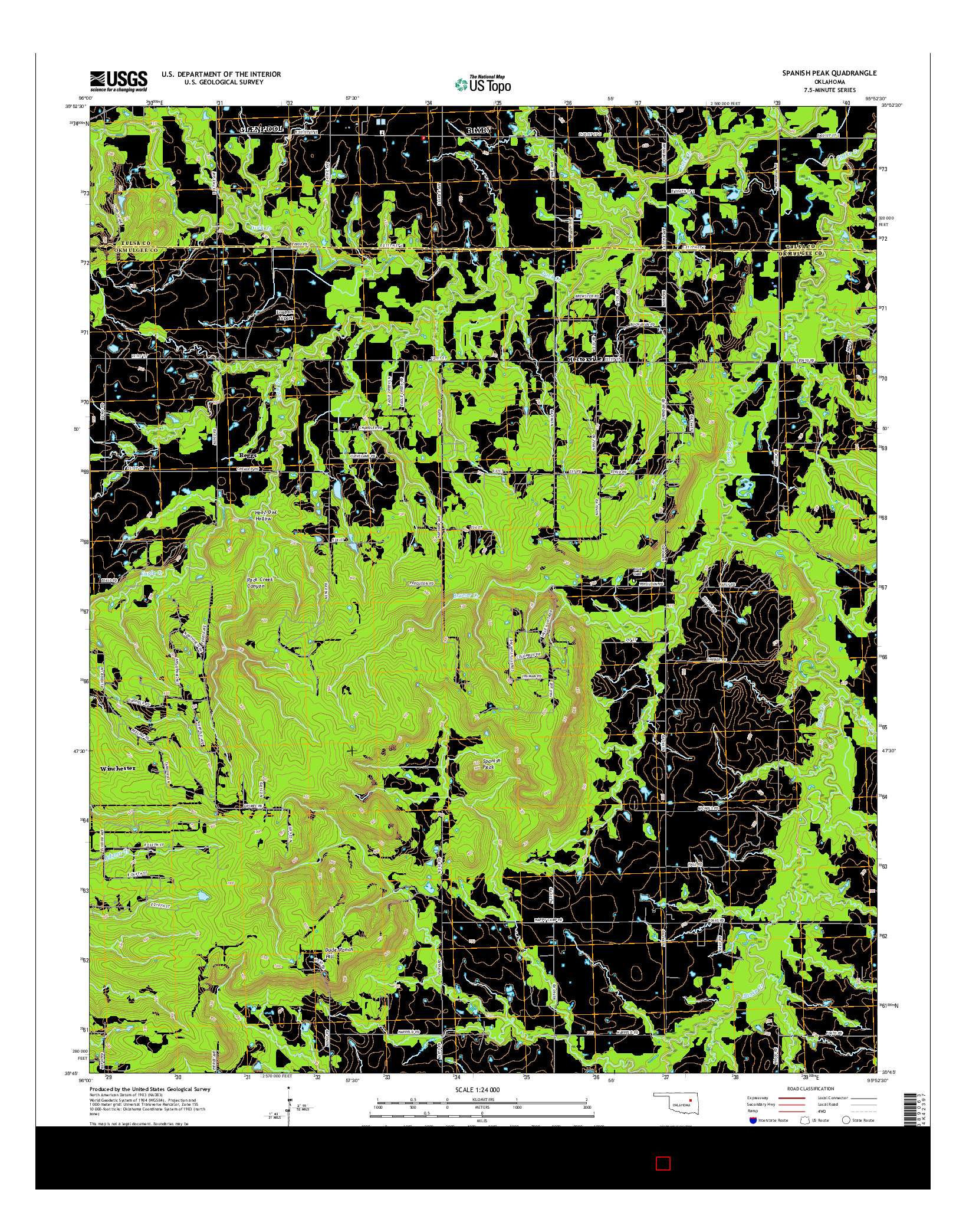 USGS US TOPO 7.5-MINUTE MAP FOR SPANISH PEAK, OK 2016