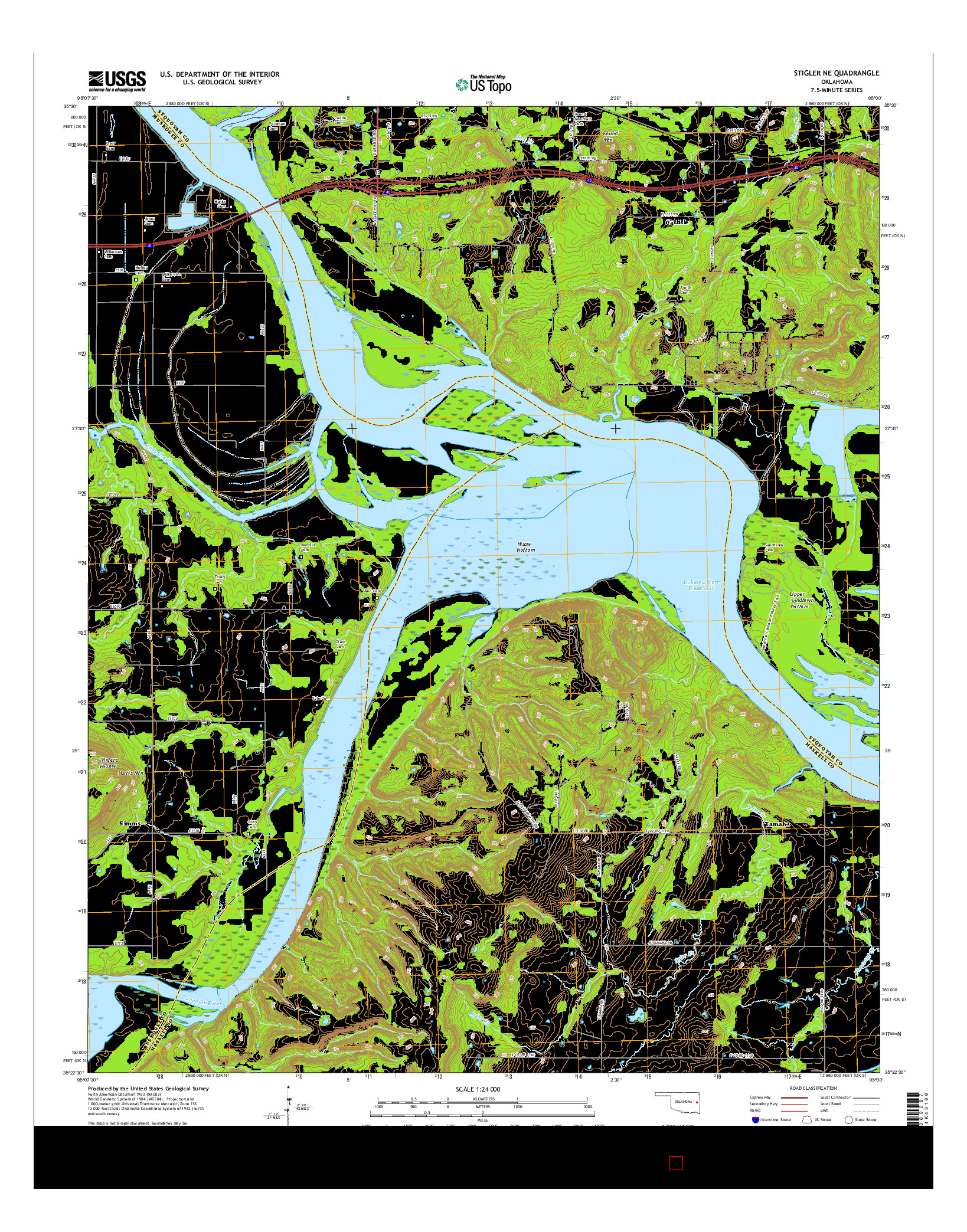 USGS US TOPO 7.5-MINUTE MAP FOR STIGLER NE, OK 2016