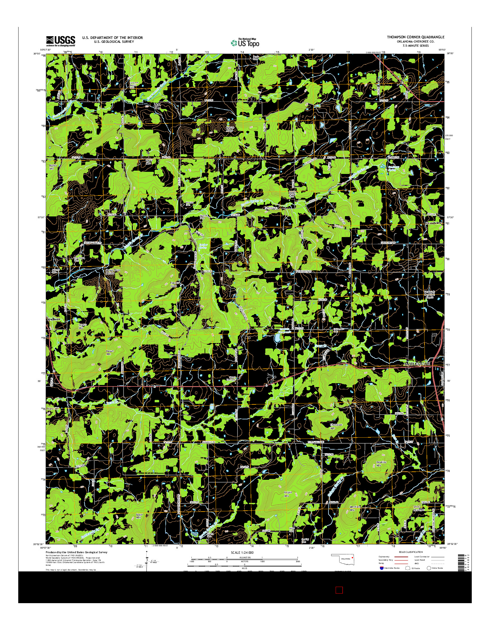 USGS US TOPO 7.5-MINUTE MAP FOR THOMPSON CORNER, OK 2016