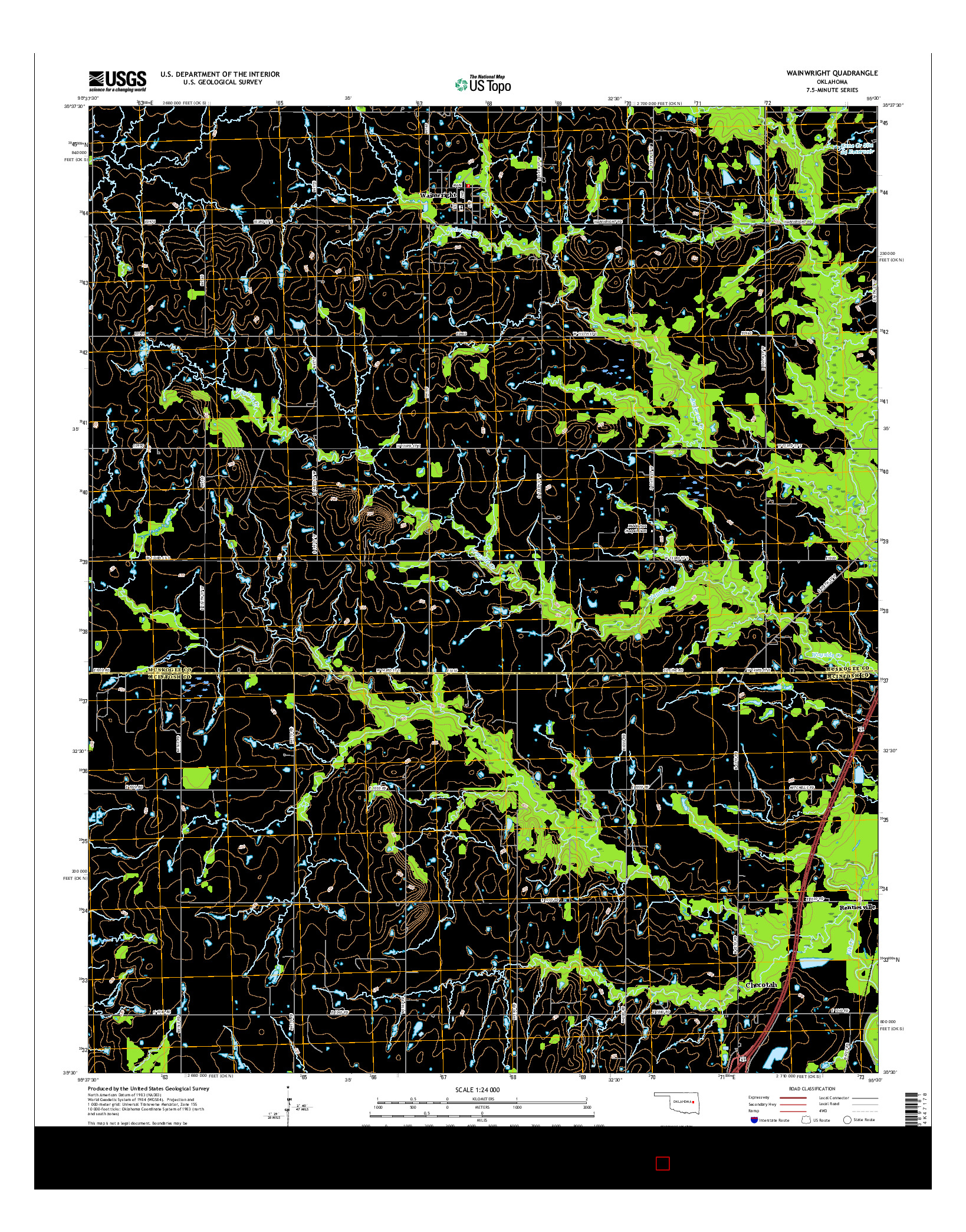 USGS US TOPO 7.5-MINUTE MAP FOR WAINWRIGHT, OK 2016