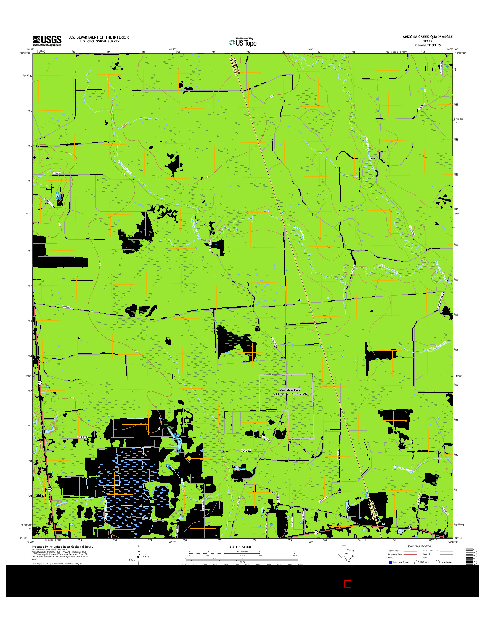 USGS US TOPO 7.5-MINUTE MAP FOR ARIZONA CREEK, TX 2016