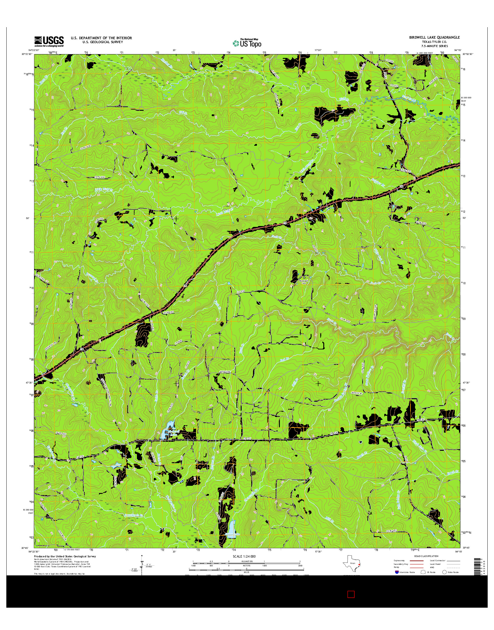 USGS US TOPO 7.5-MINUTE MAP FOR BIRDWELL LAKE, TX 2016
