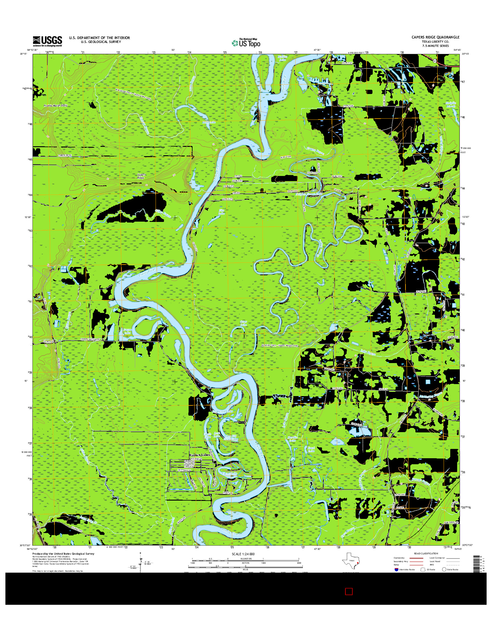 USGS US TOPO 7.5-MINUTE MAP FOR CAPERS RIDGE, TX 2016