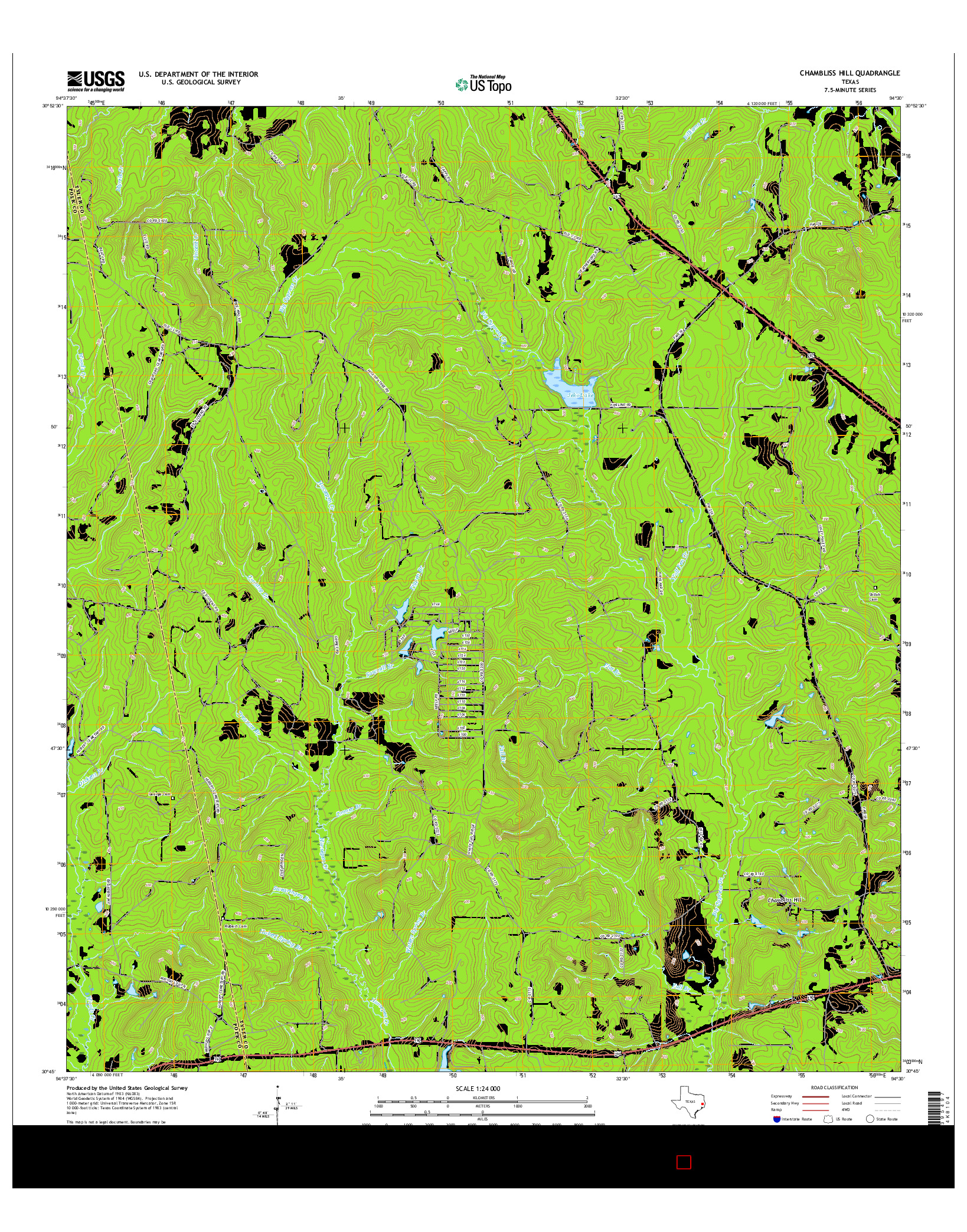 USGS US TOPO 7.5-MINUTE MAP FOR CHAMBLISS HILL, TX 2016