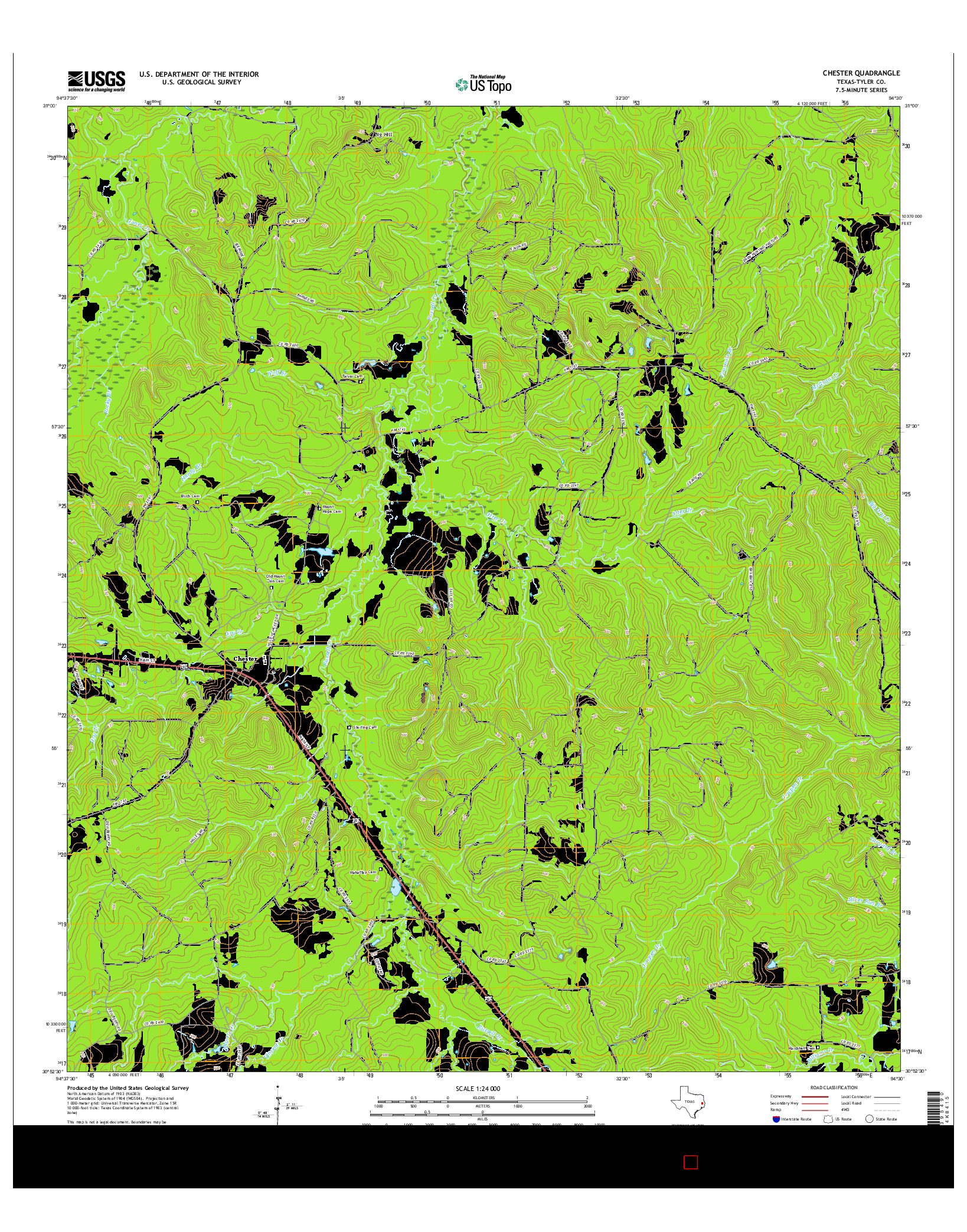 USGS US TOPO 7.5-MINUTE MAP FOR CHESTER, TX 2016