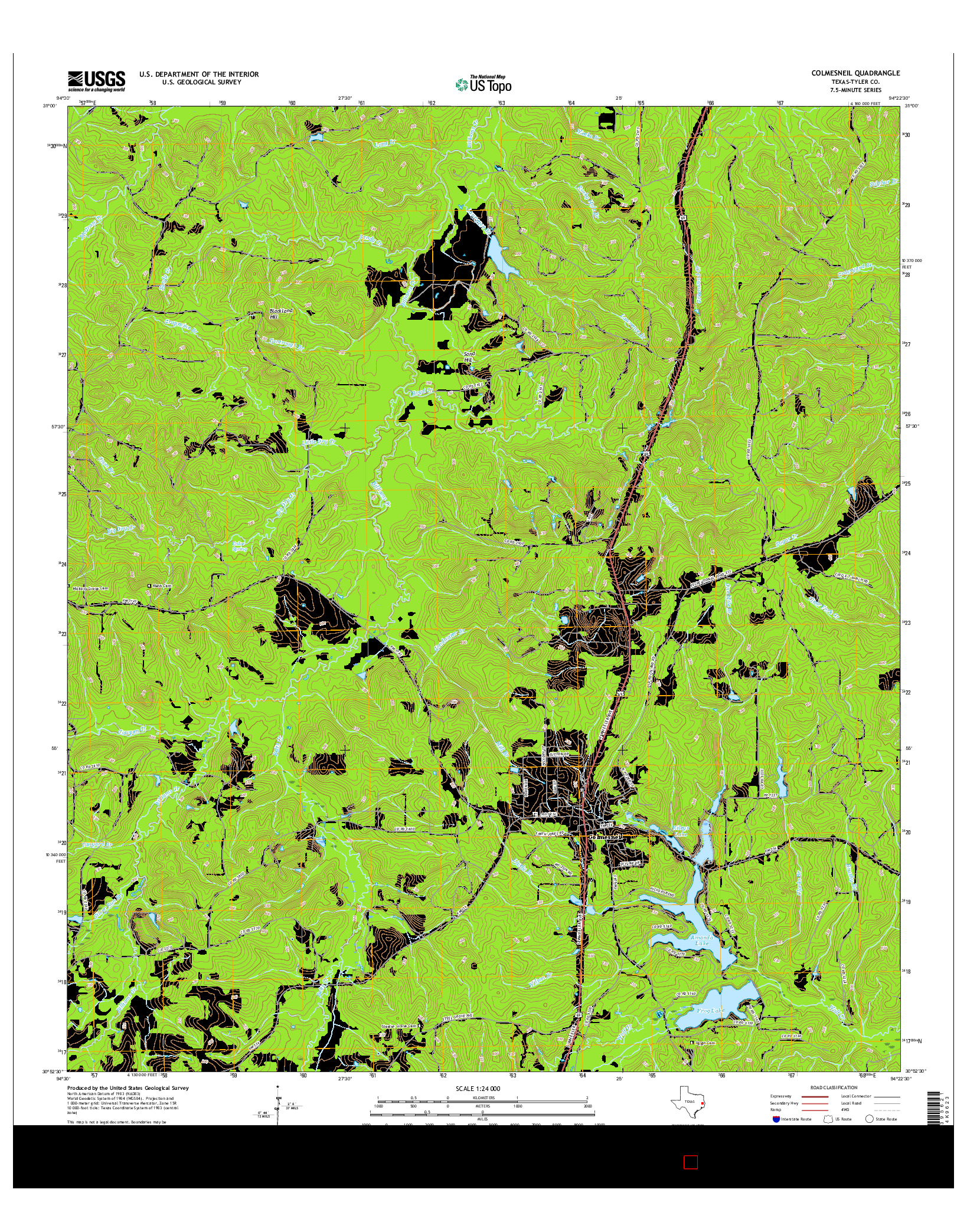 USGS US TOPO 7.5-MINUTE MAP FOR COLMESNEIL, TX 2016