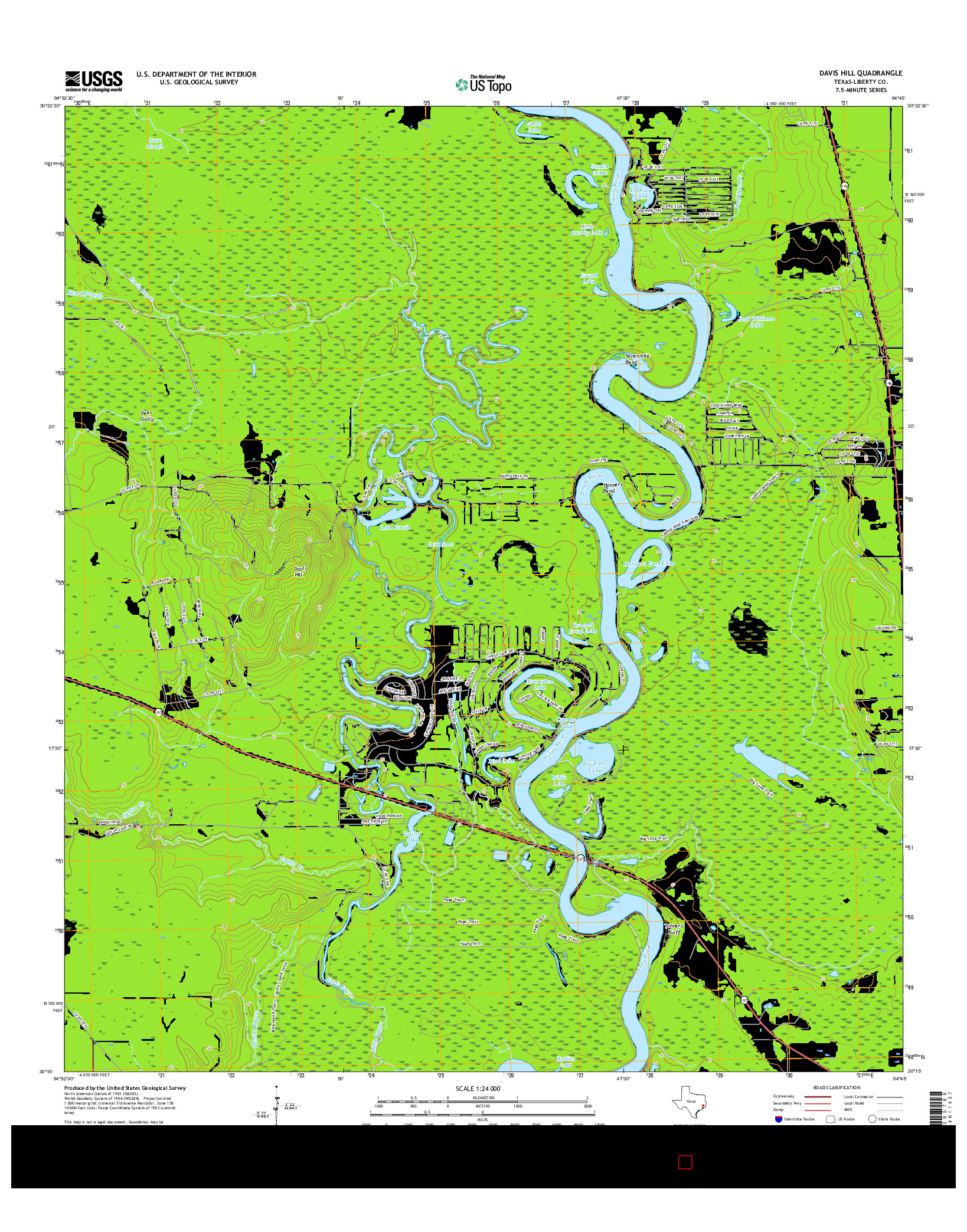 USGS US TOPO 7.5-MINUTE MAP FOR DAVIS HILL, TX 2016