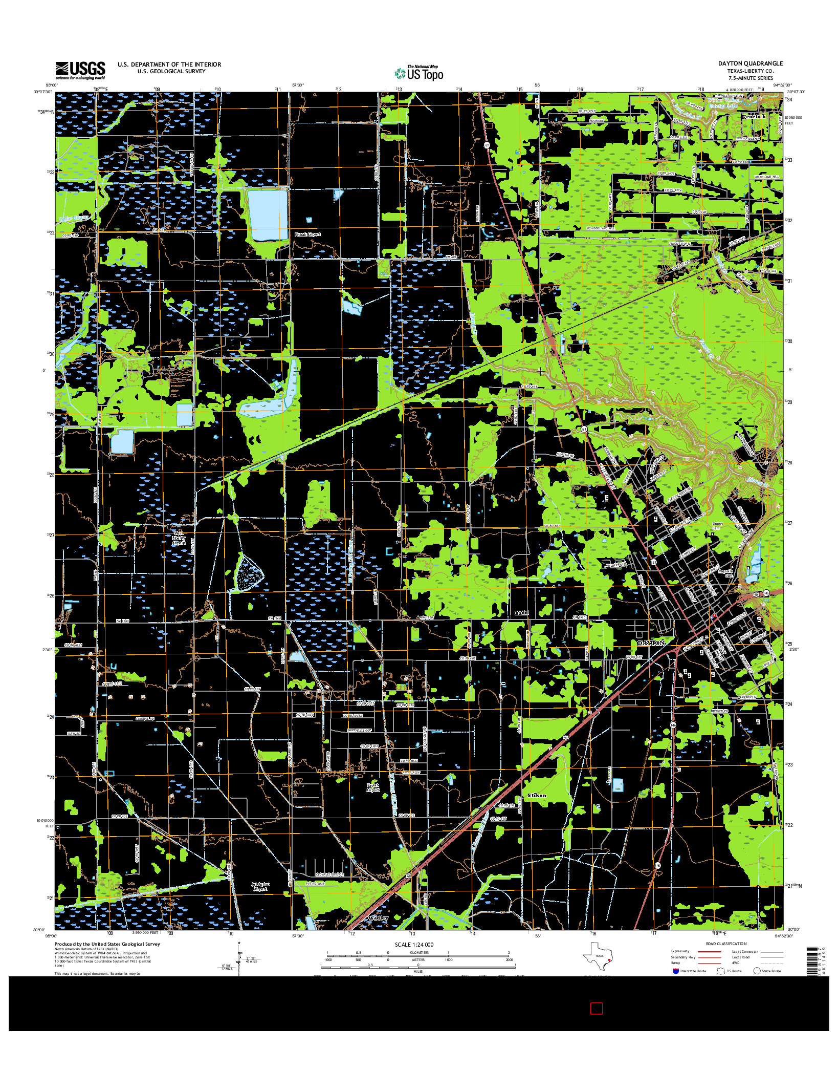 USGS US TOPO 7.5-MINUTE MAP FOR DAYTON, TX 2016