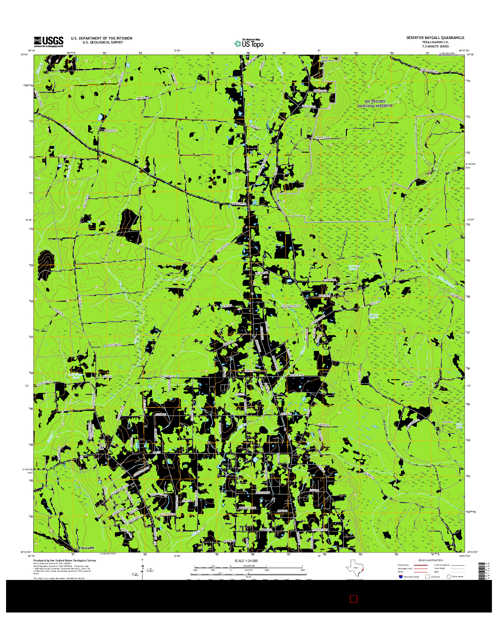 USGS US TOPO 7.5-MINUTE MAP FOR DESERTER BAYGALL, TX 2016