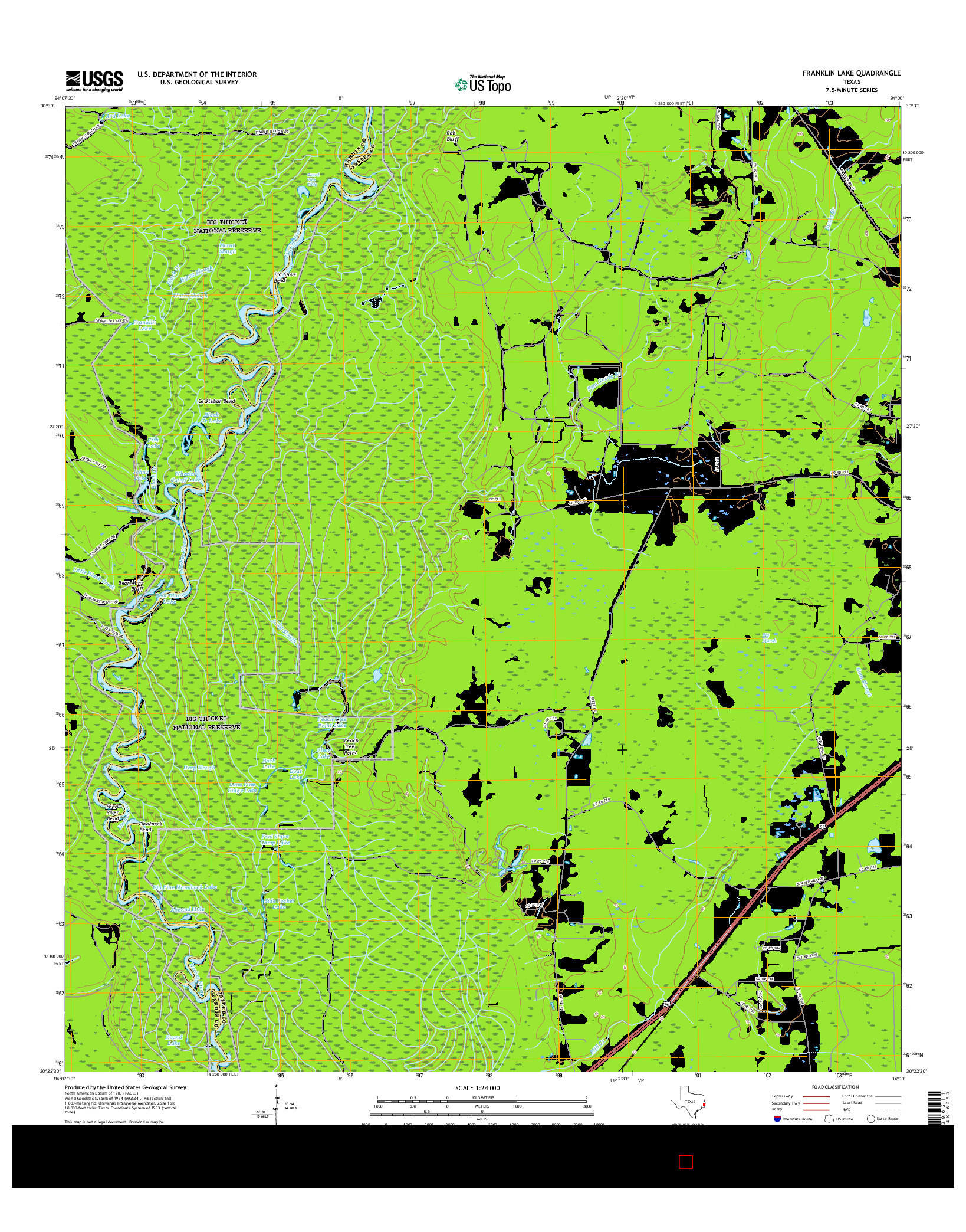 USGS US TOPO 7.5-MINUTE MAP FOR FRANKLIN LAKE, TX 2016