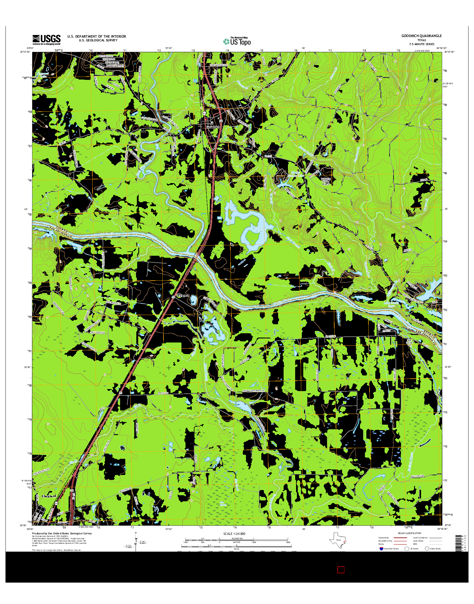 USGS US TOPO 7.5-MINUTE MAP FOR GOODRICH, TX 2016