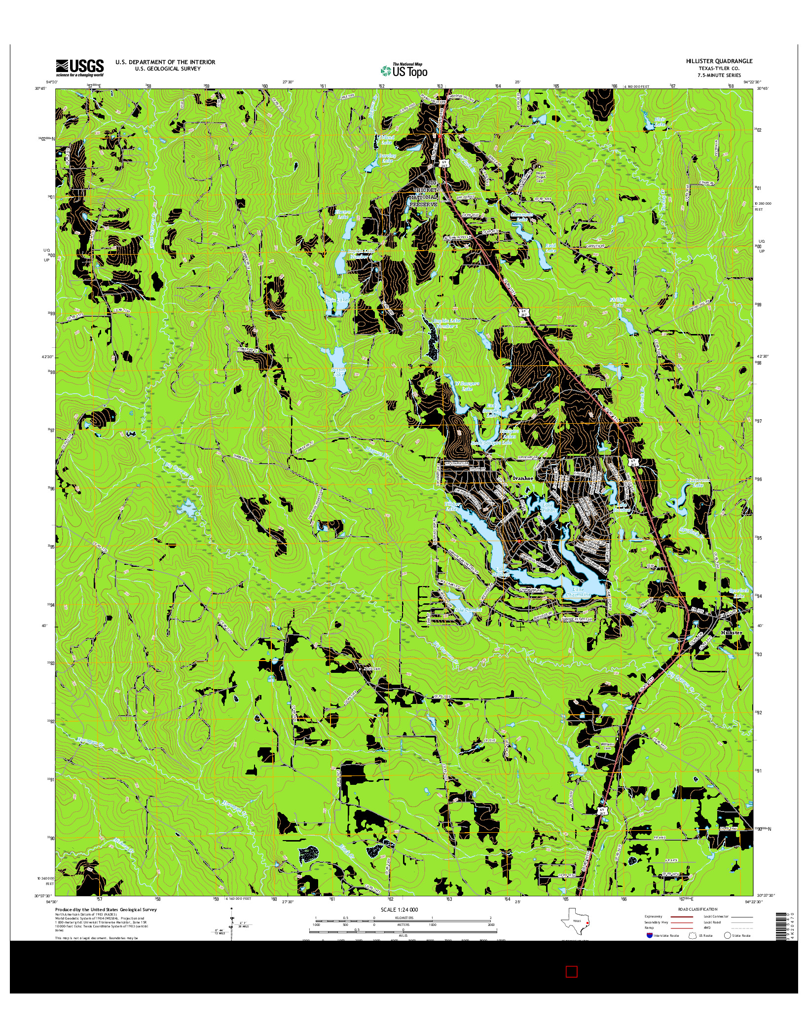 USGS US TOPO 7.5-MINUTE MAP FOR HILLISTER, TX 2016