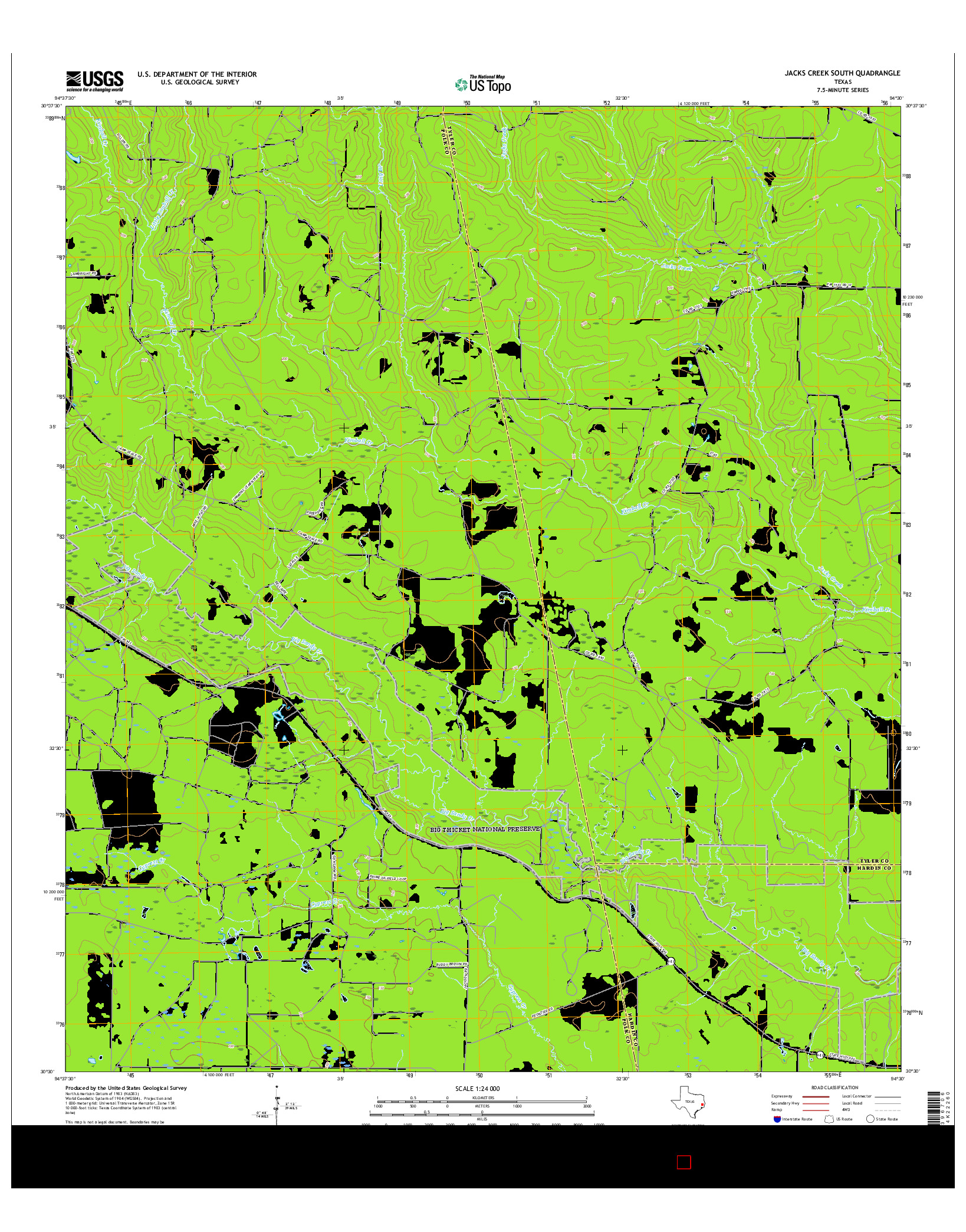 USGS US TOPO 7.5-MINUTE MAP FOR JACKS CREEK SOUTH, TX 2016