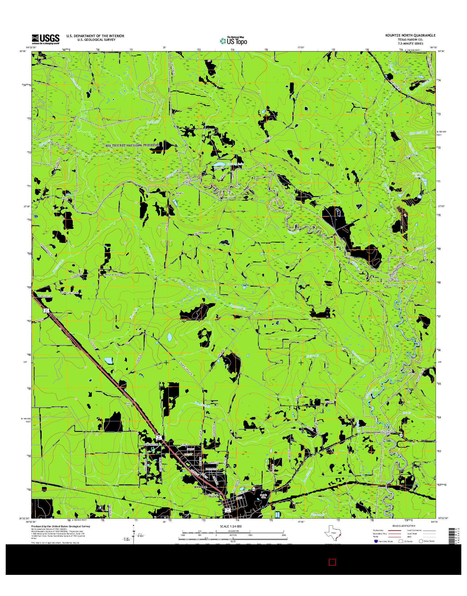 USGS US TOPO 7.5-MINUTE MAP FOR KOUNTZE NORTH, TX 2016