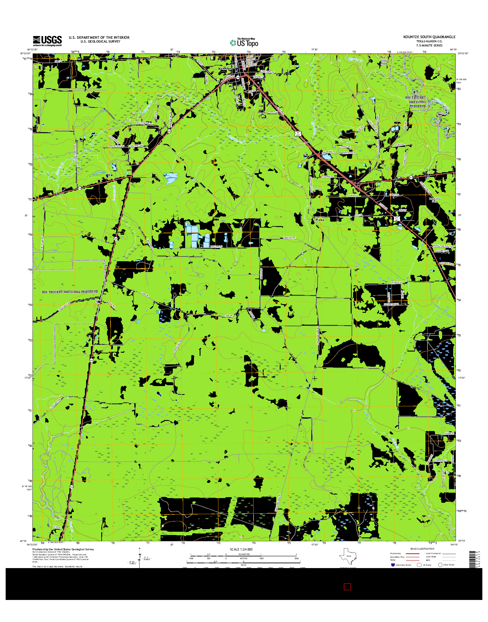 USGS US TOPO 7.5-MINUTE MAP FOR KOUNTZE SOUTH, TX 2016