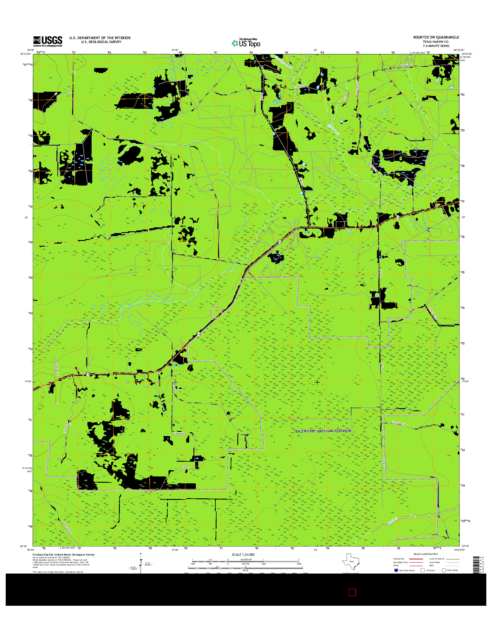 USGS US TOPO 7.5-MINUTE MAP FOR KOUNTZE SW, TX 2016