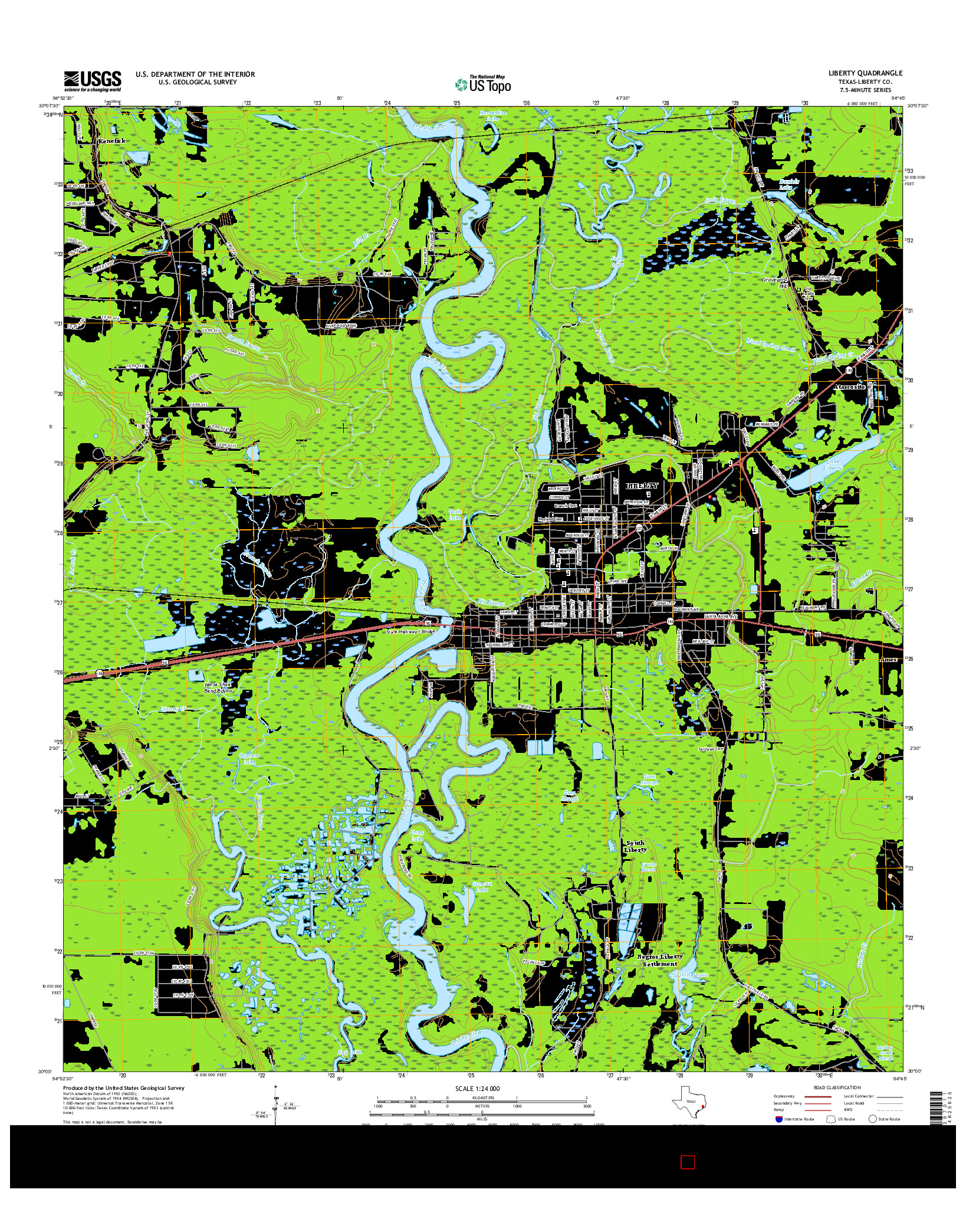 USGS US TOPO 7.5-MINUTE MAP FOR LIBERTY, TX 2016