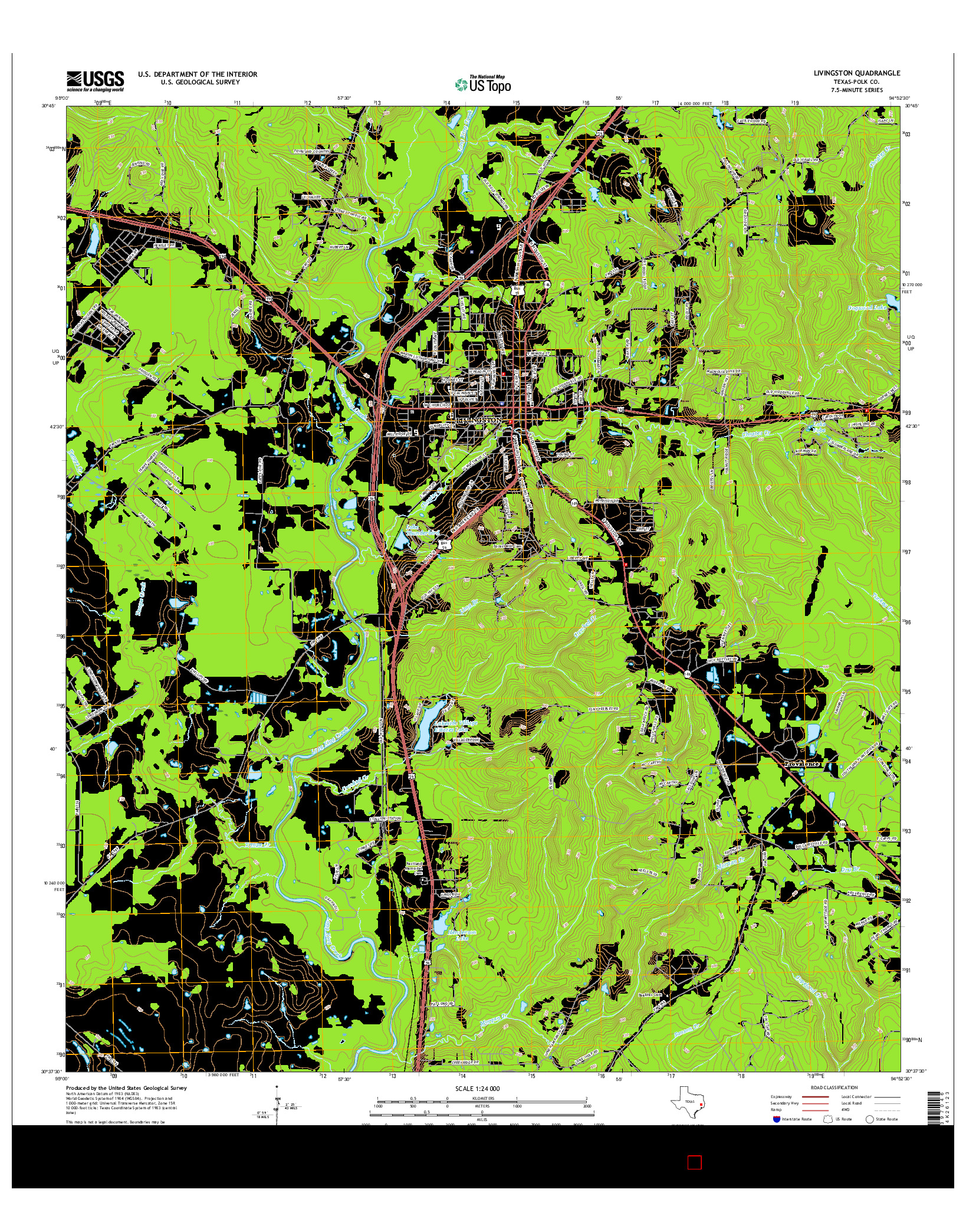 USGS US TOPO 7.5-MINUTE MAP FOR LIVINGSTON, TX 2016