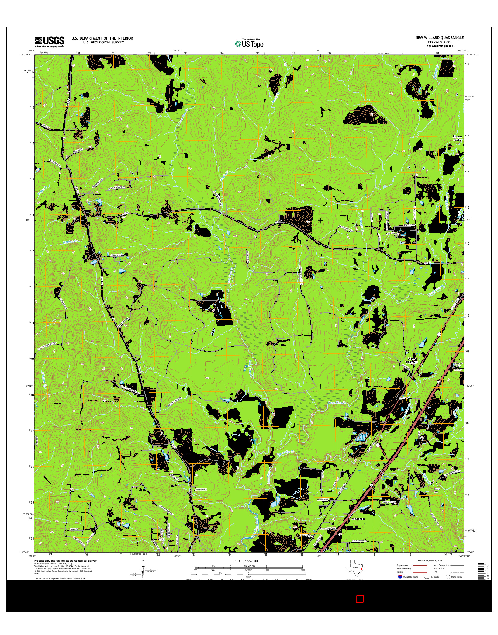 USGS US TOPO 7.5-MINUTE MAP FOR NEW WILLARD, TX 2016