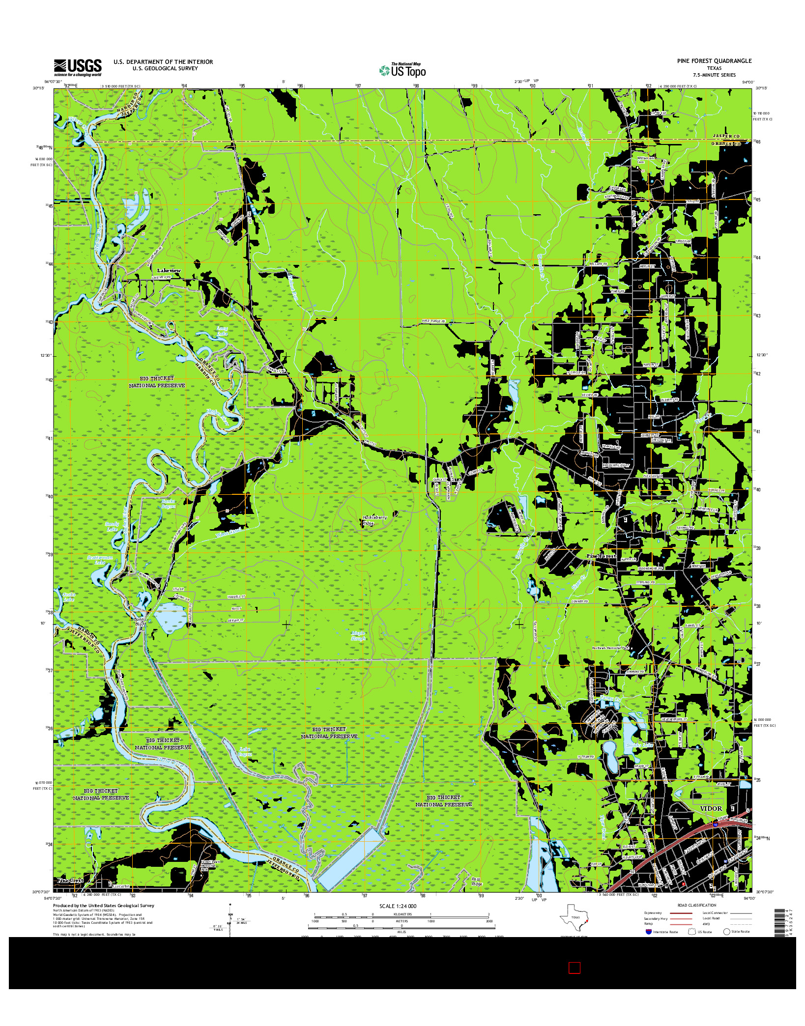 USGS US TOPO 7.5-MINUTE MAP FOR PINE FOREST, TX 2016