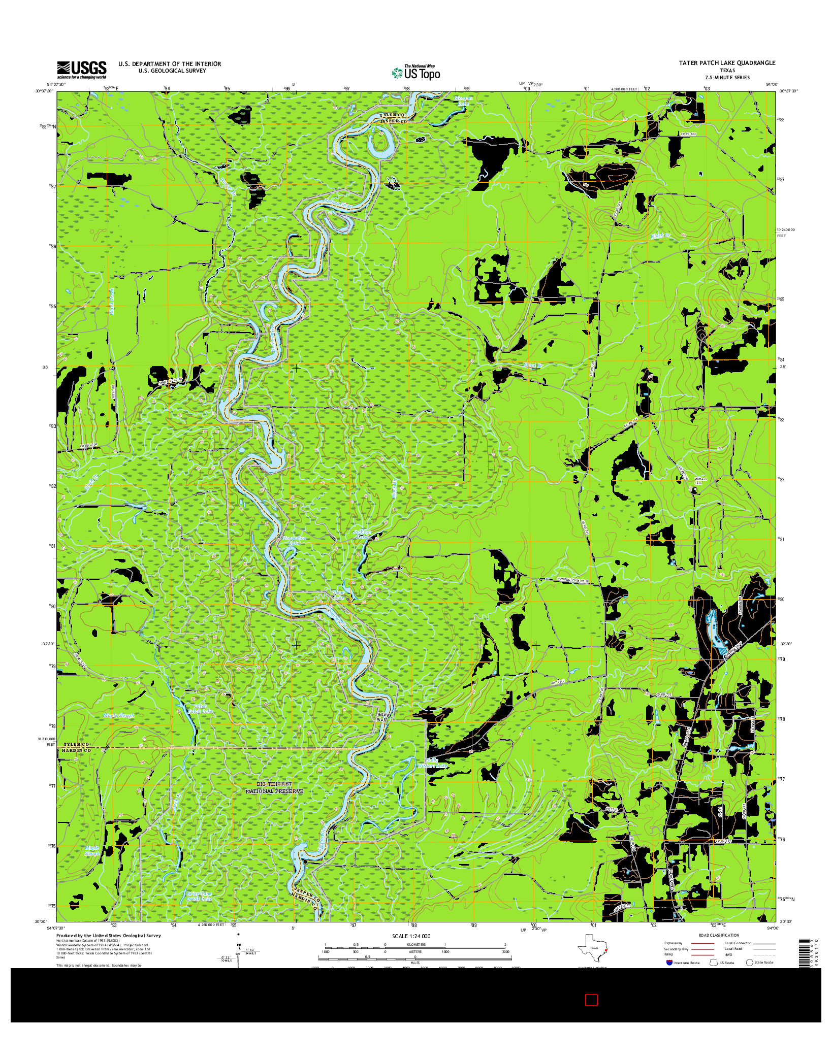 USGS US TOPO 7.5-MINUTE MAP FOR TATER PATCH LAKE, TX 2016