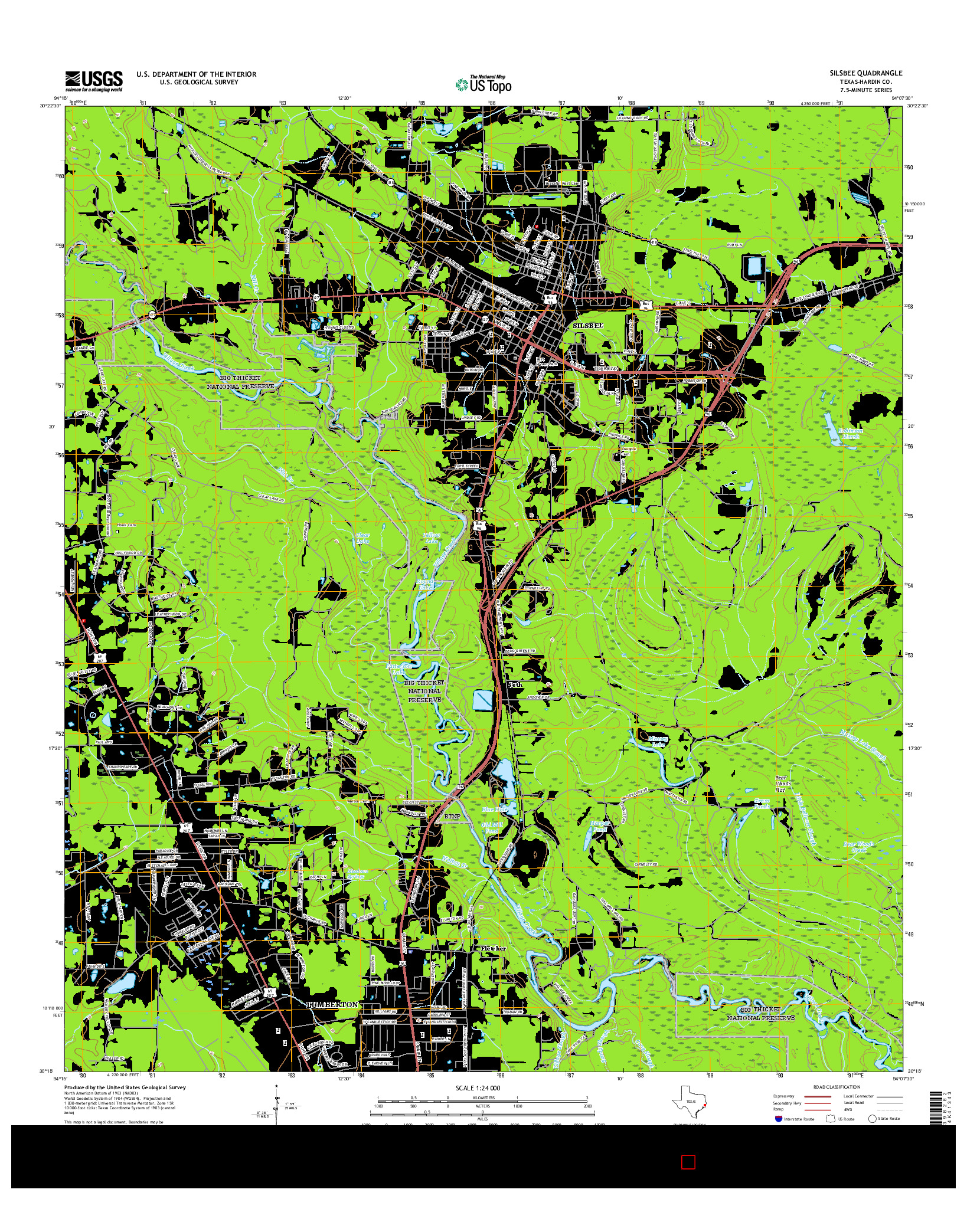 USGS US TOPO 7.5-MINUTE MAP FOR SILSBEE, TX 2016
