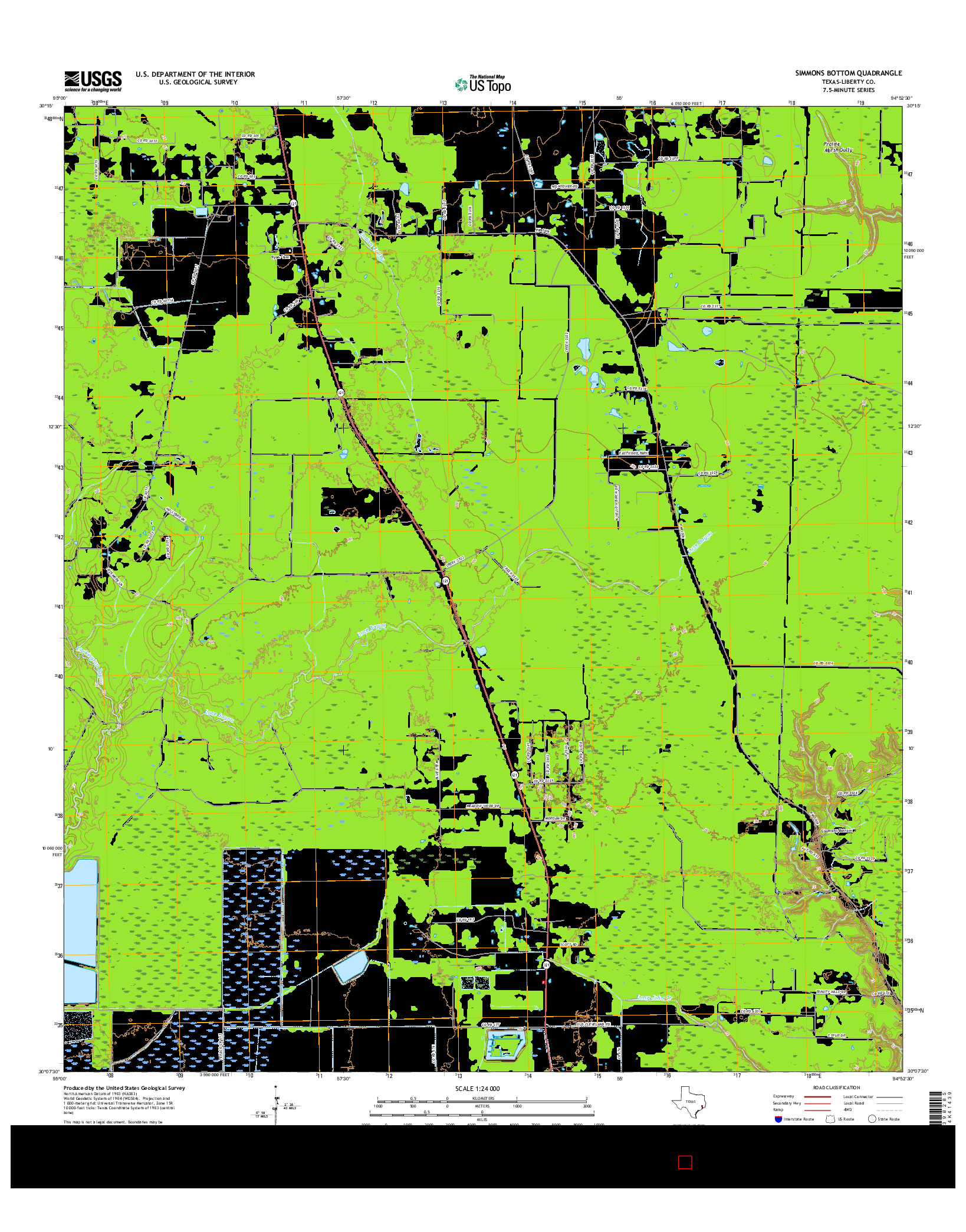 USGS US TOPO 7.5-MINUTE MAP FOR SIMMONS BOTTOM, TX 2016