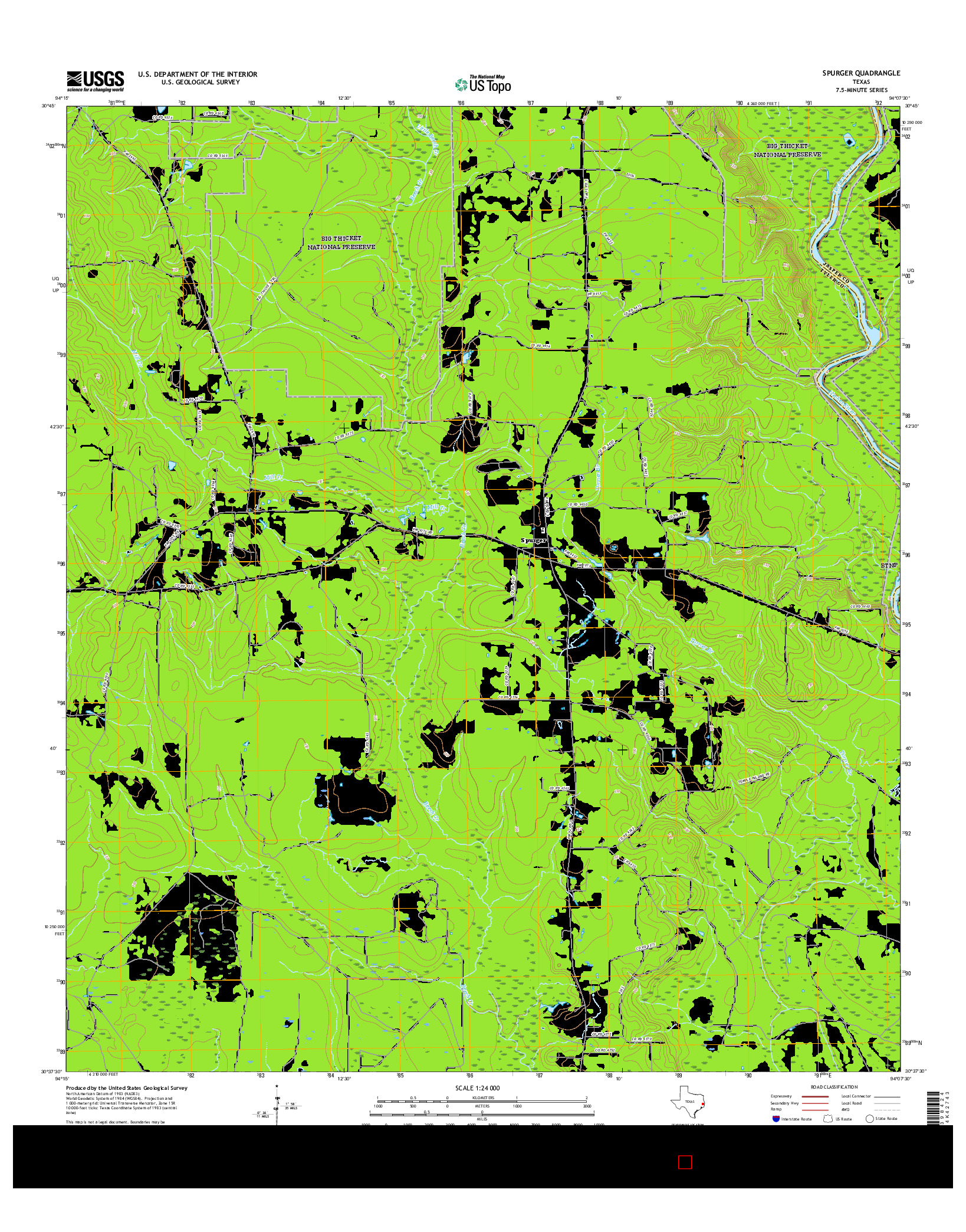 USGS US TOPO 7.5-MINUTE MAP FOR SPURGER, TX 2016