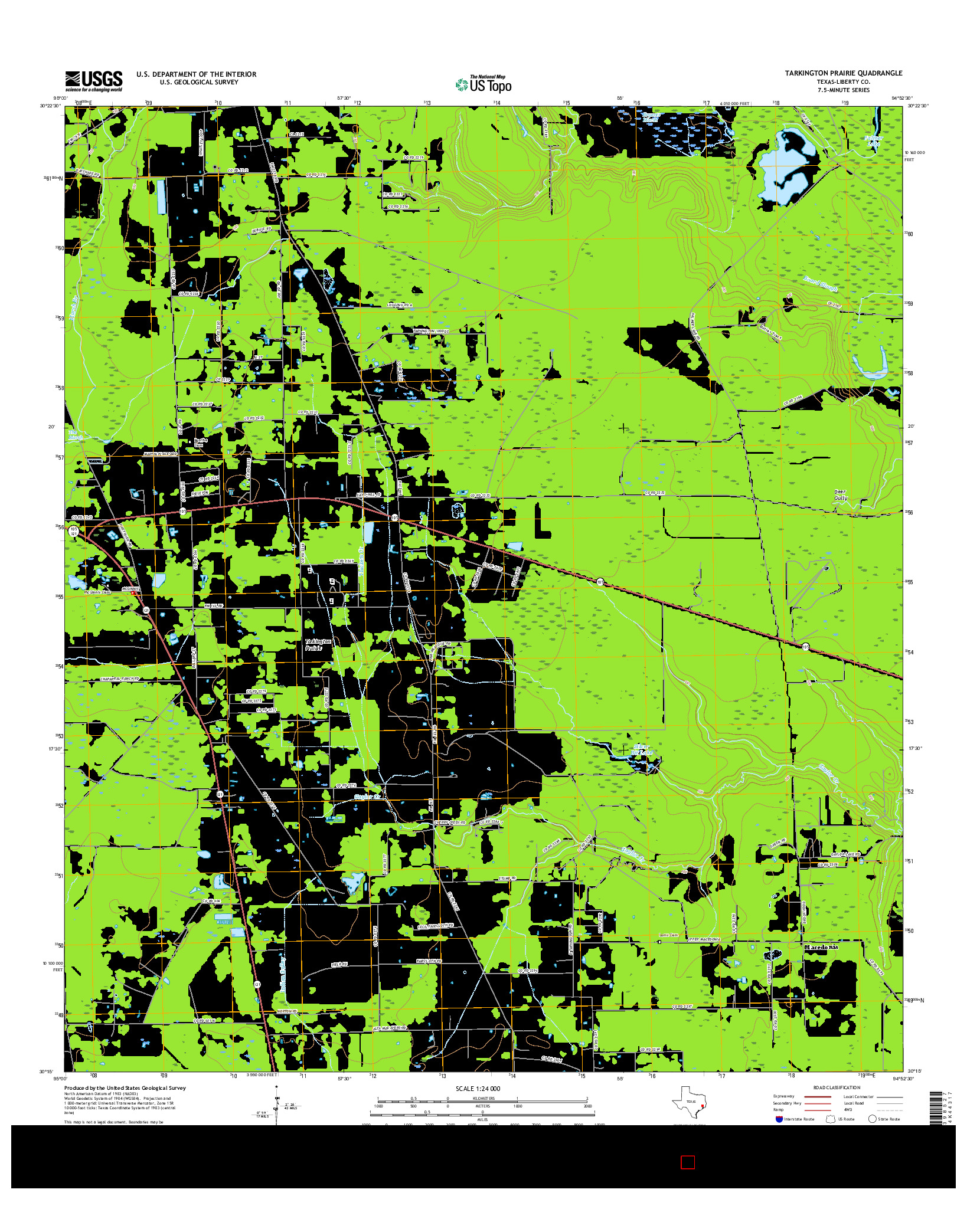 USGS US TOPO 7.5-MINUTE MAP FOR TARKINGTON PRAIRIE, TX 2016