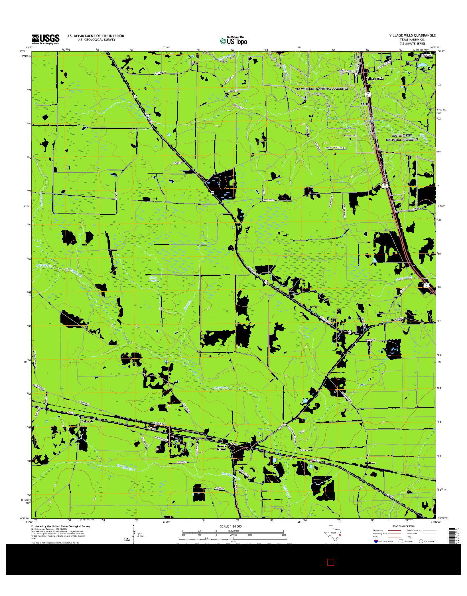 USGS US TOPO 7.5-MINUTE MAP FOR VILLAGE MILLS, TX 2016