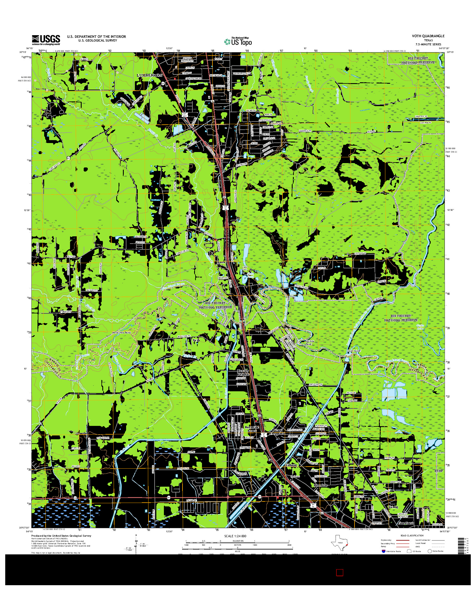 USGS US TOPO 7.5-MINUTE MAP FOR VOTH, TX 2016