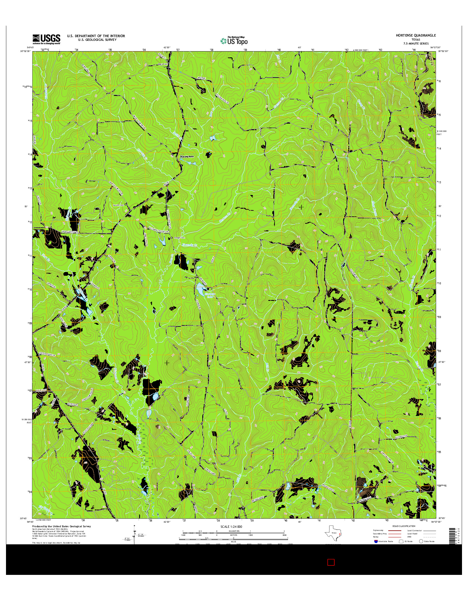 USGS US TOPO 7.5-MINUTE MAP FOR HORTENSE, TX 2016