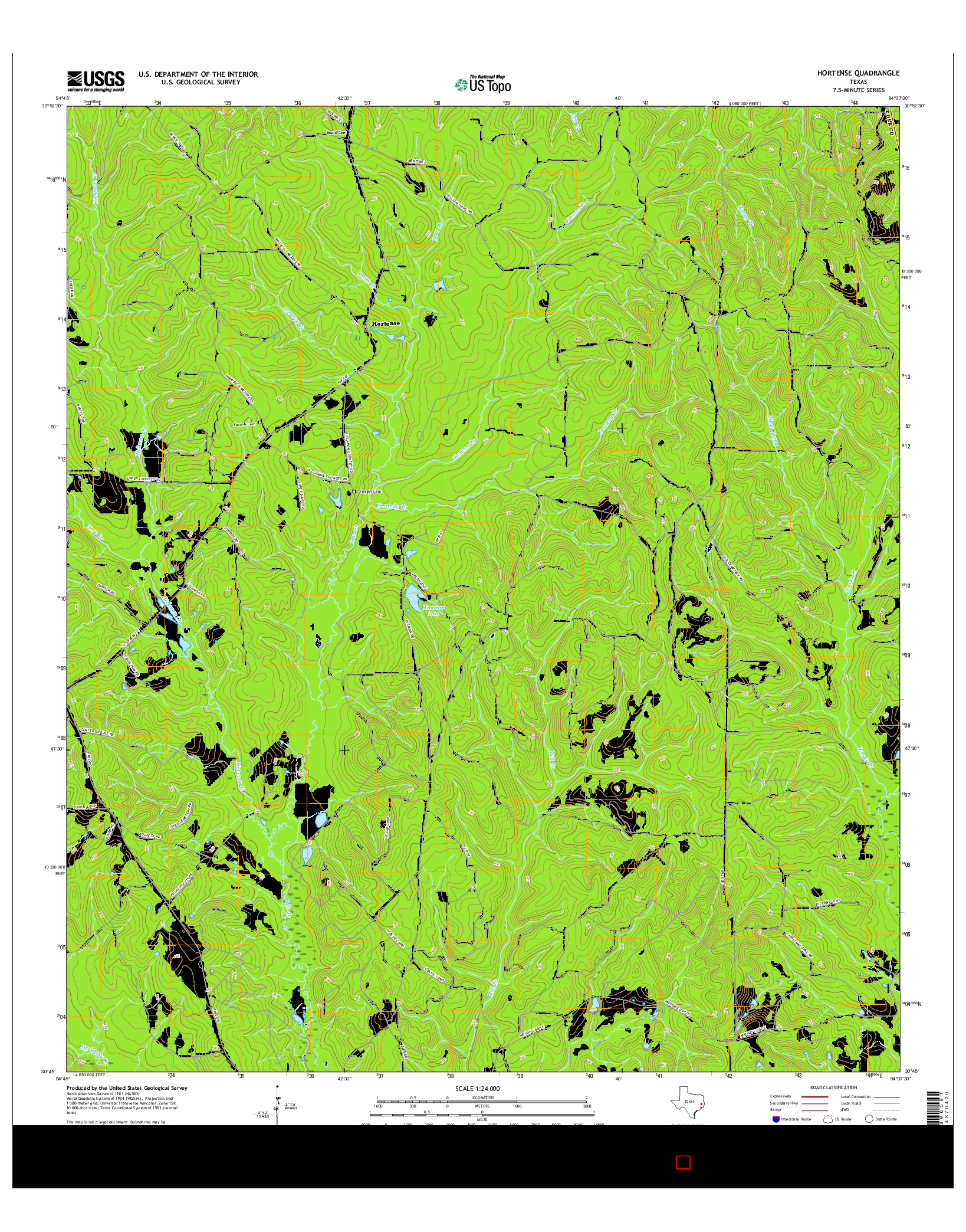 USGS US TOPO 7.5-MINUTE MAP FOR HORTENSE, TX 2016