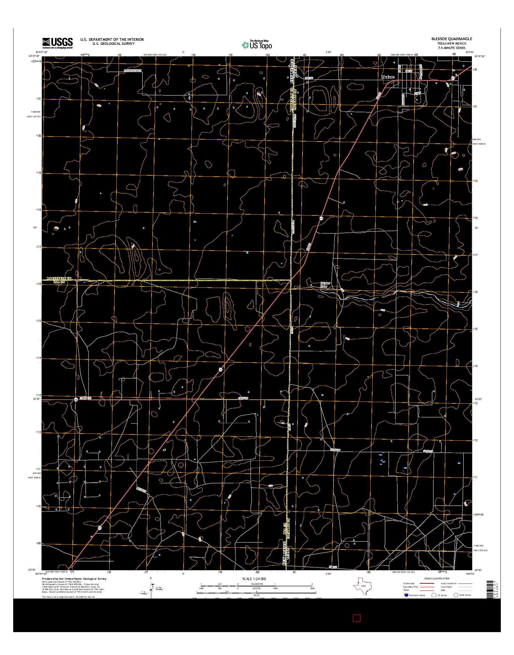 USGS US TOPO 7.5-MINUTE MAP FOR BLEDSOE, TX-NM 2016